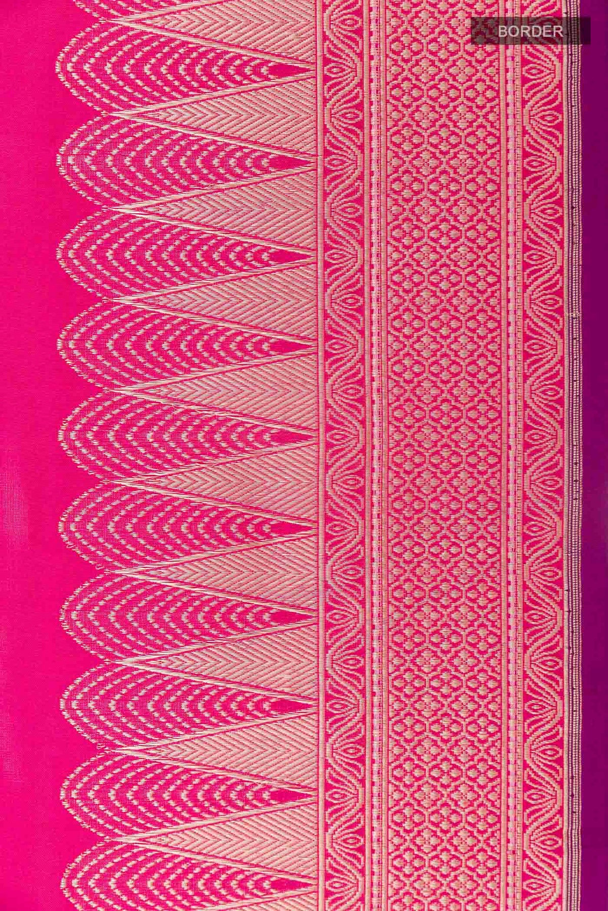 Border image of Pink Banarasi Saree with Zari Butta on the body and Zari Border