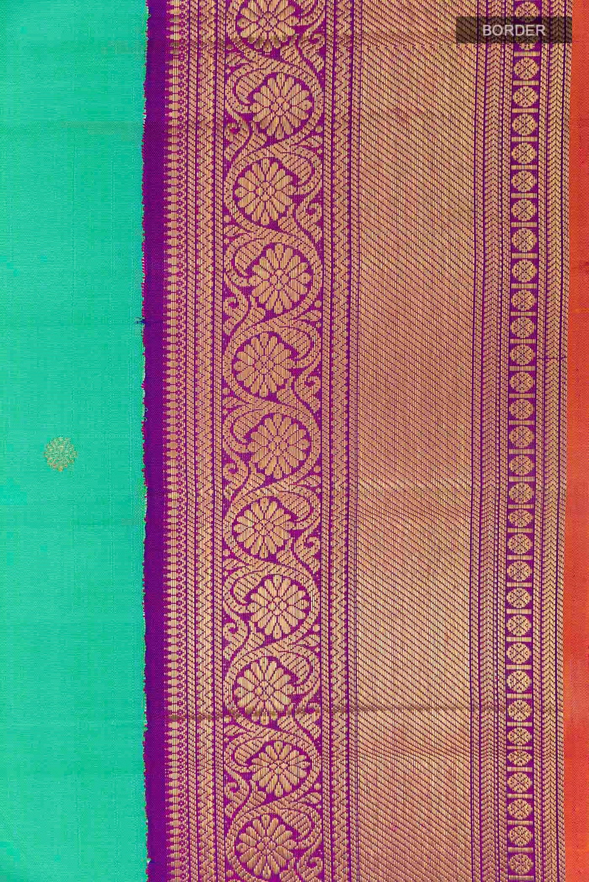 Border image of Sea Green Kanchipuram Silk Saree with Zari Butta on the body and Zari Border