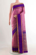 Pink Kanchipuram Silk Saree with Zari Butta on the body and Zari Border displayed on a mannequin