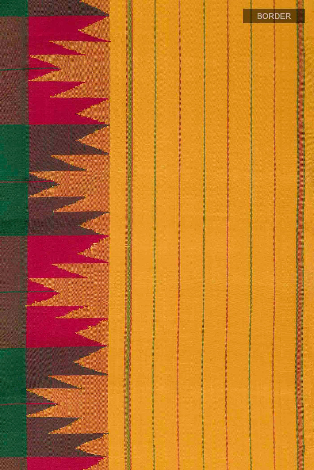 Border image of Multi Color Kanchipuram Silk Saree with Checked design on the body and Thread Border