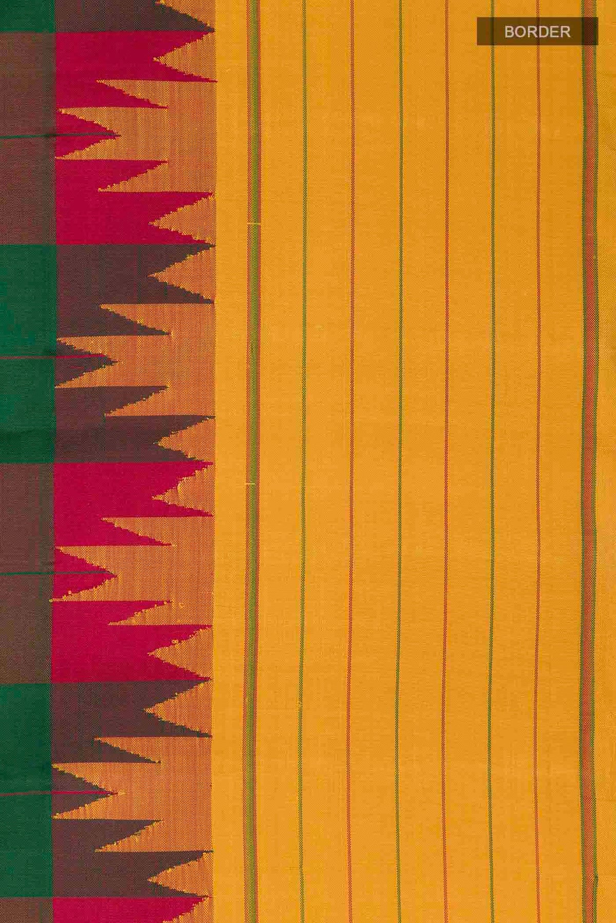 Border image of Multi Color Kanchipuram Silk Saree with Checked design on the body and Thread Border