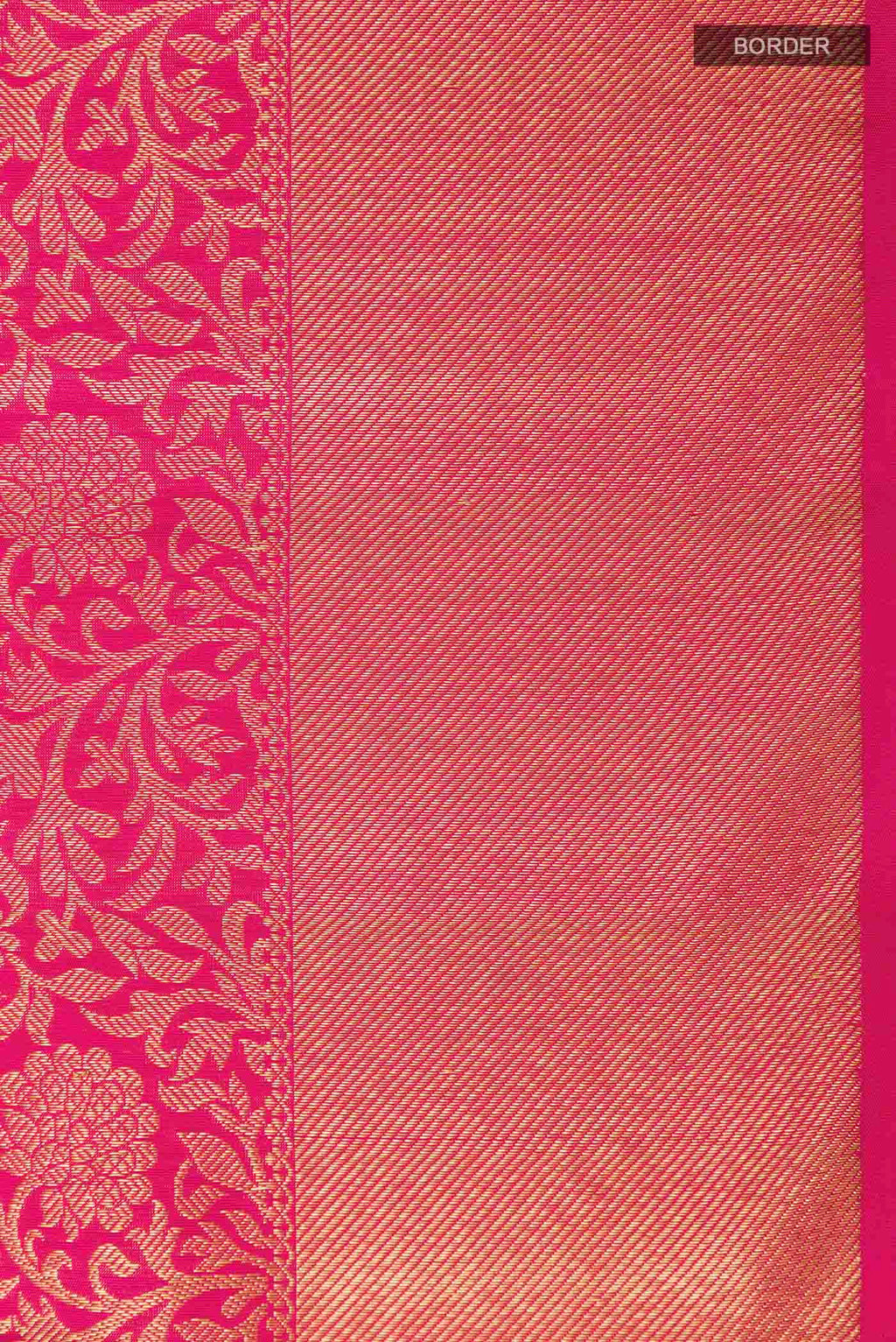 Border image of Pure Silk Pure Zari Pink Kanchipuram Saree with Zari Brocade on the body and Zari Border