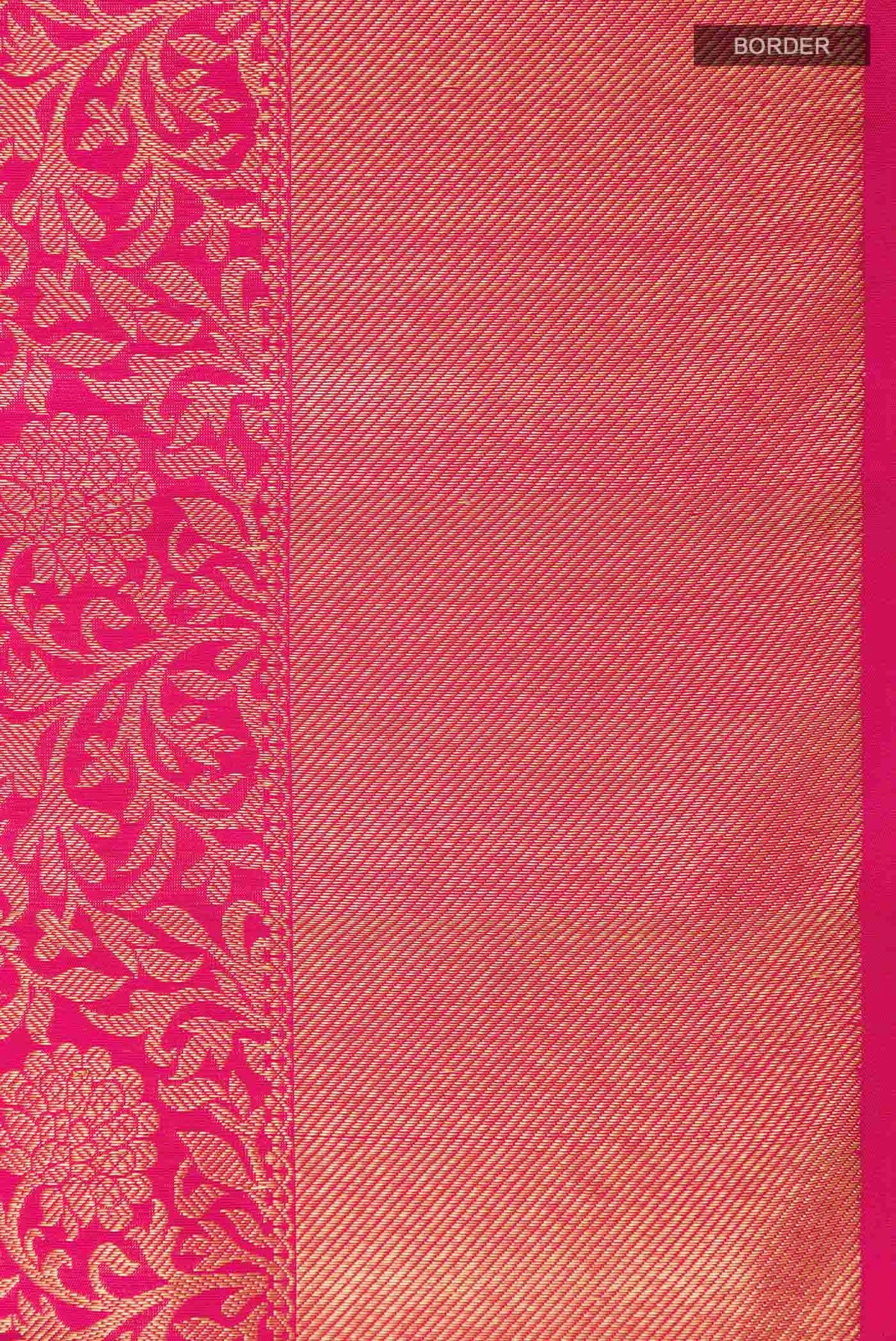 Border image of Pure Silk Pure Zari Pink Kanchipuram Saree with Zari Brocade on the body and Zari Border