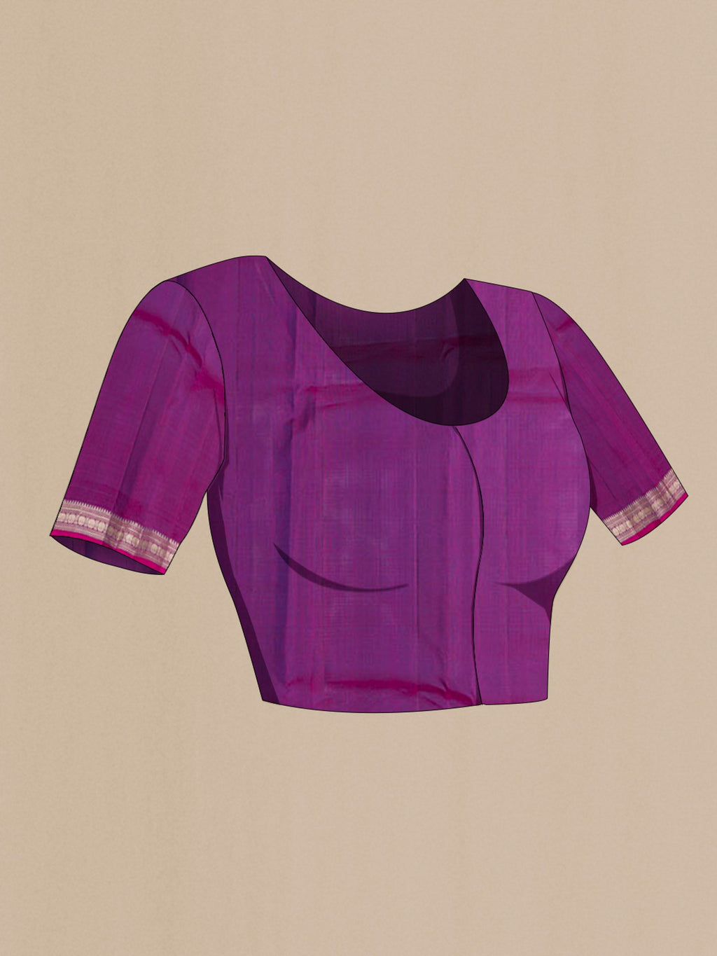 Close up image of the blouse of Blue Kanchipuram Silk Saree with Zari Butta on the body and Zari Border