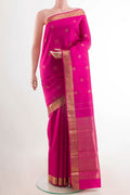 Pink Kanchipuram Silk Saree with Jacquard With Zari Butta on the body and Zari Border displayed on a mannequin