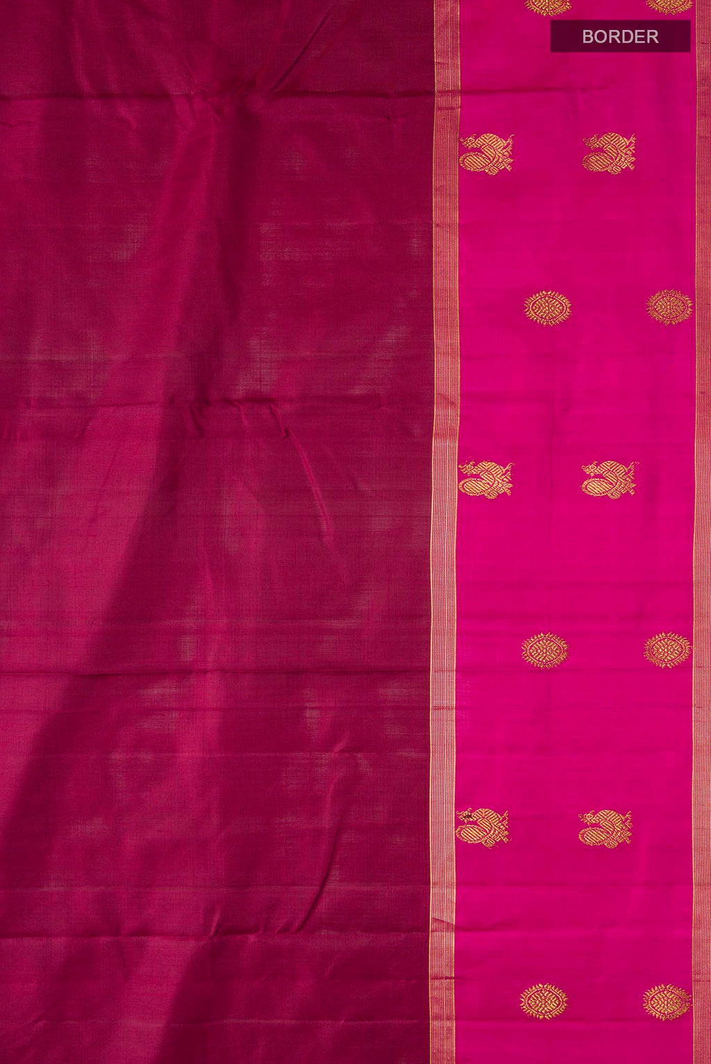 Border image of Maroon Kanchipuram Silk Saree with Plain Body and Zari Border