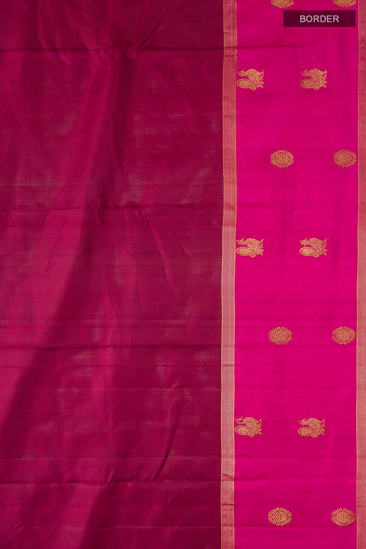 Border image of Maroon Kanchipuram Silk Saree with Plain Body and Zari Border