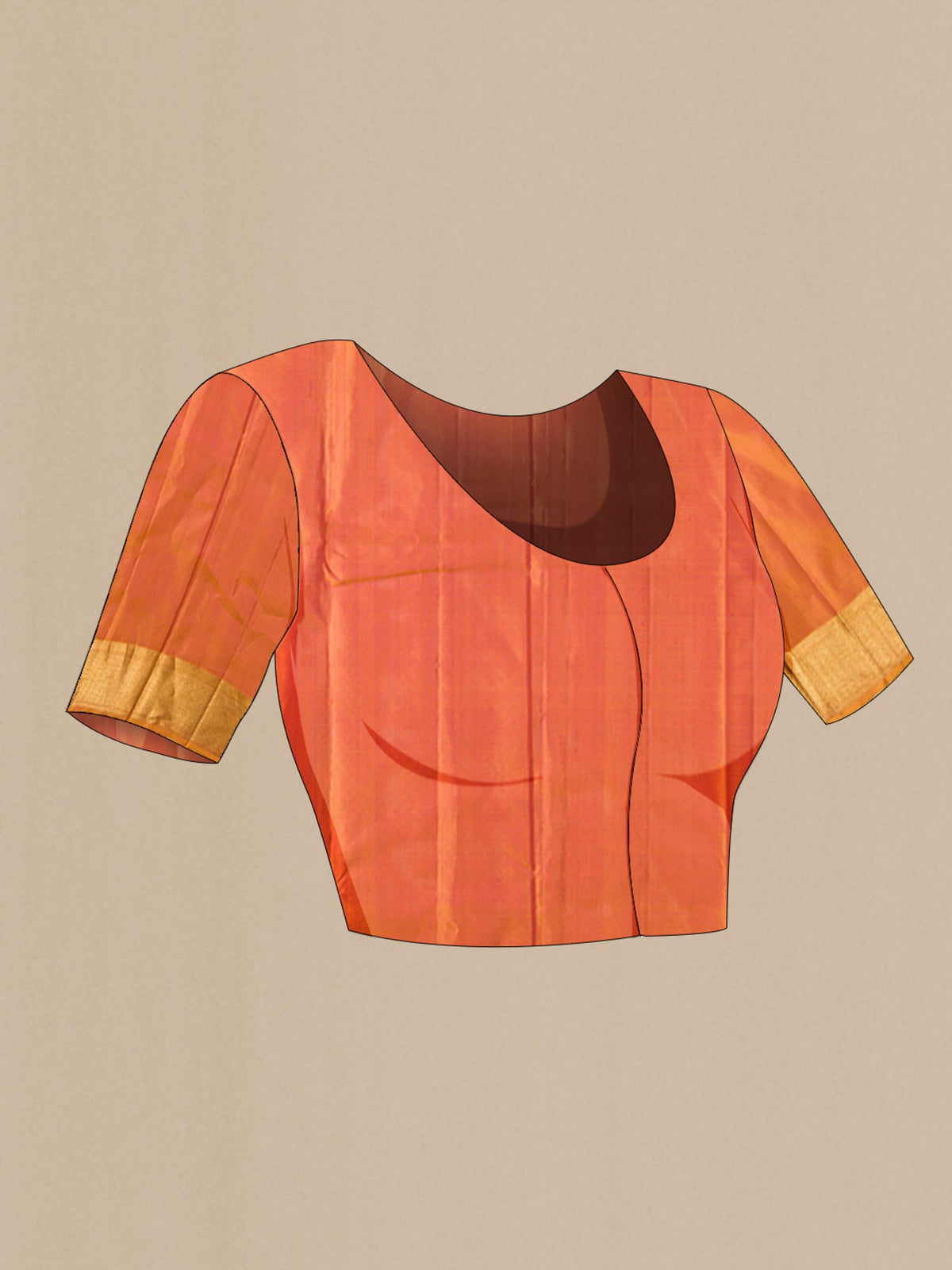 Close up image of the blouse of Pink Kanchipuram Silk Saree with Zari Butta on the body and Zari Border