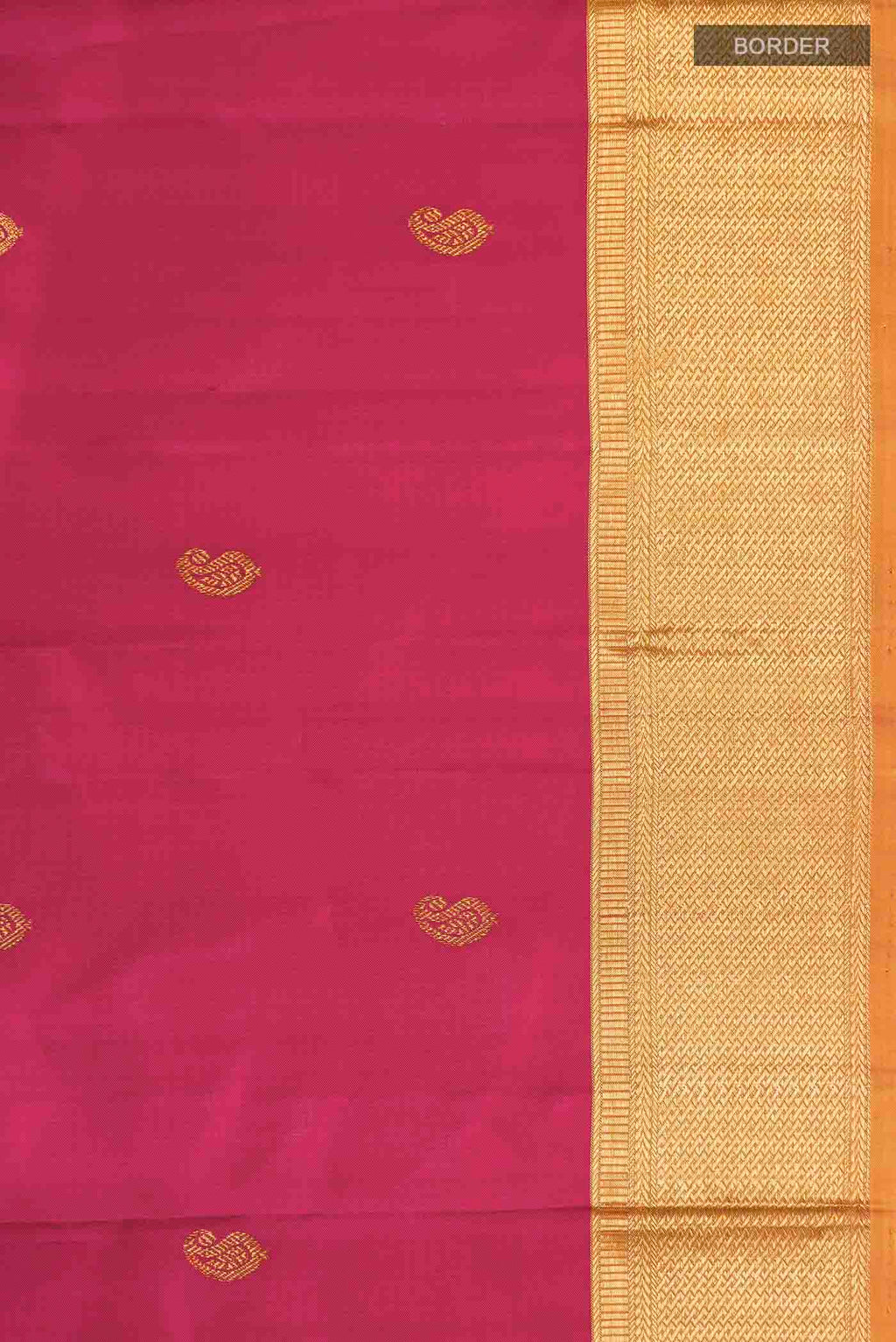 Border image of Pink Kanchipuram Silk Saree with Zari Butta on the body and Zari Border