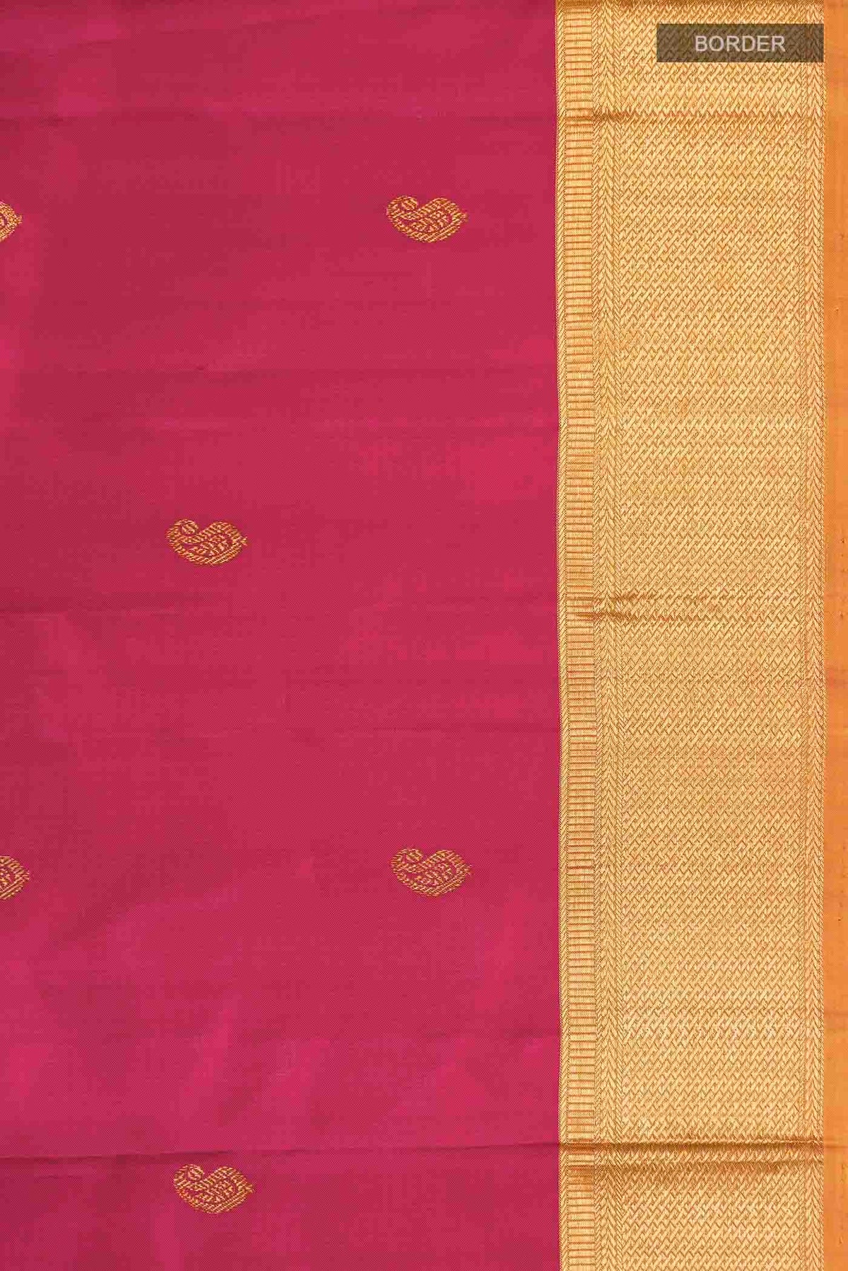 Border image of Pink Kanchipuram Silk Saree with Zari Butta on the body and Zari Border