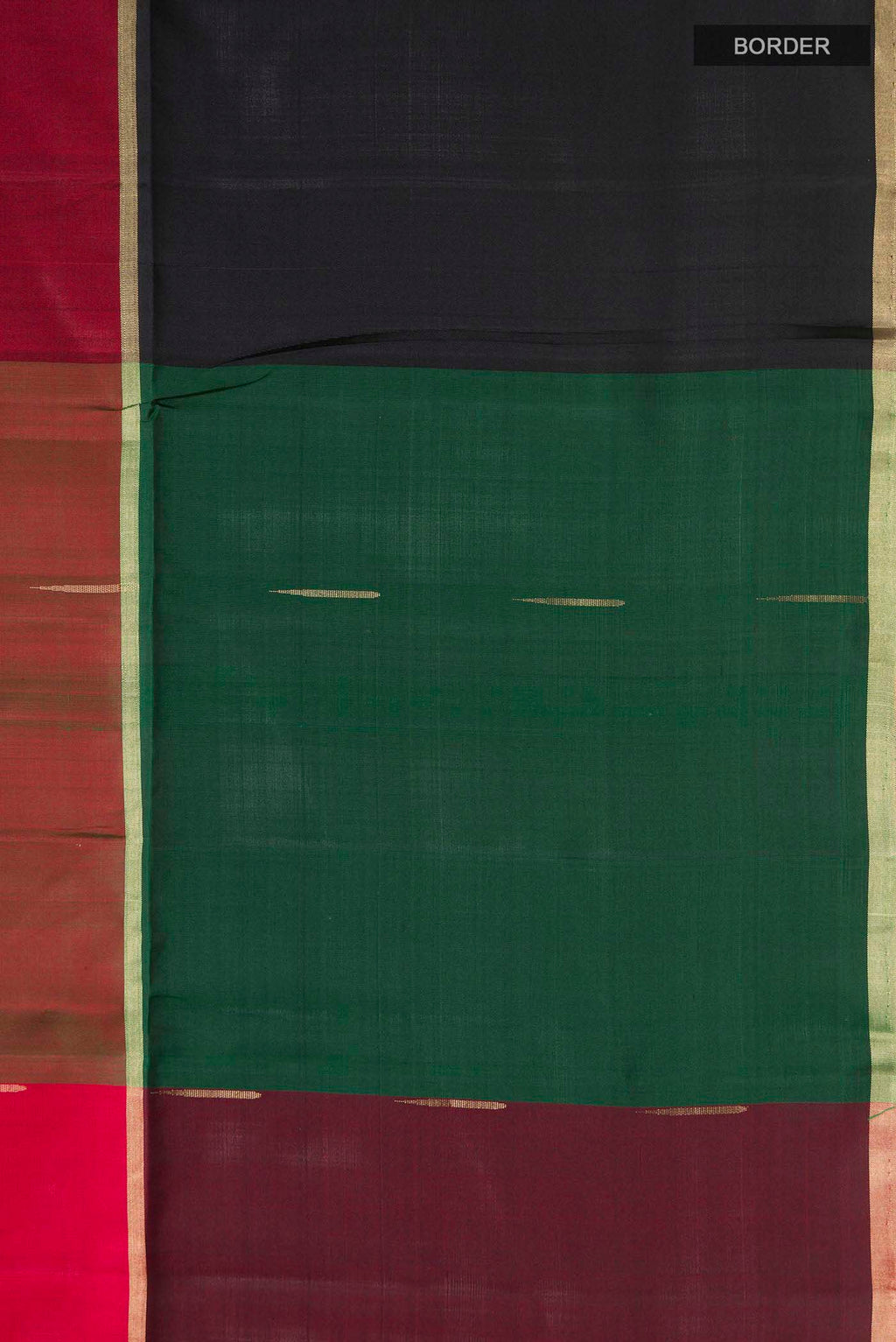 Border image of Green Soft Silk Saree with Zari Butta on the body and Zari Border