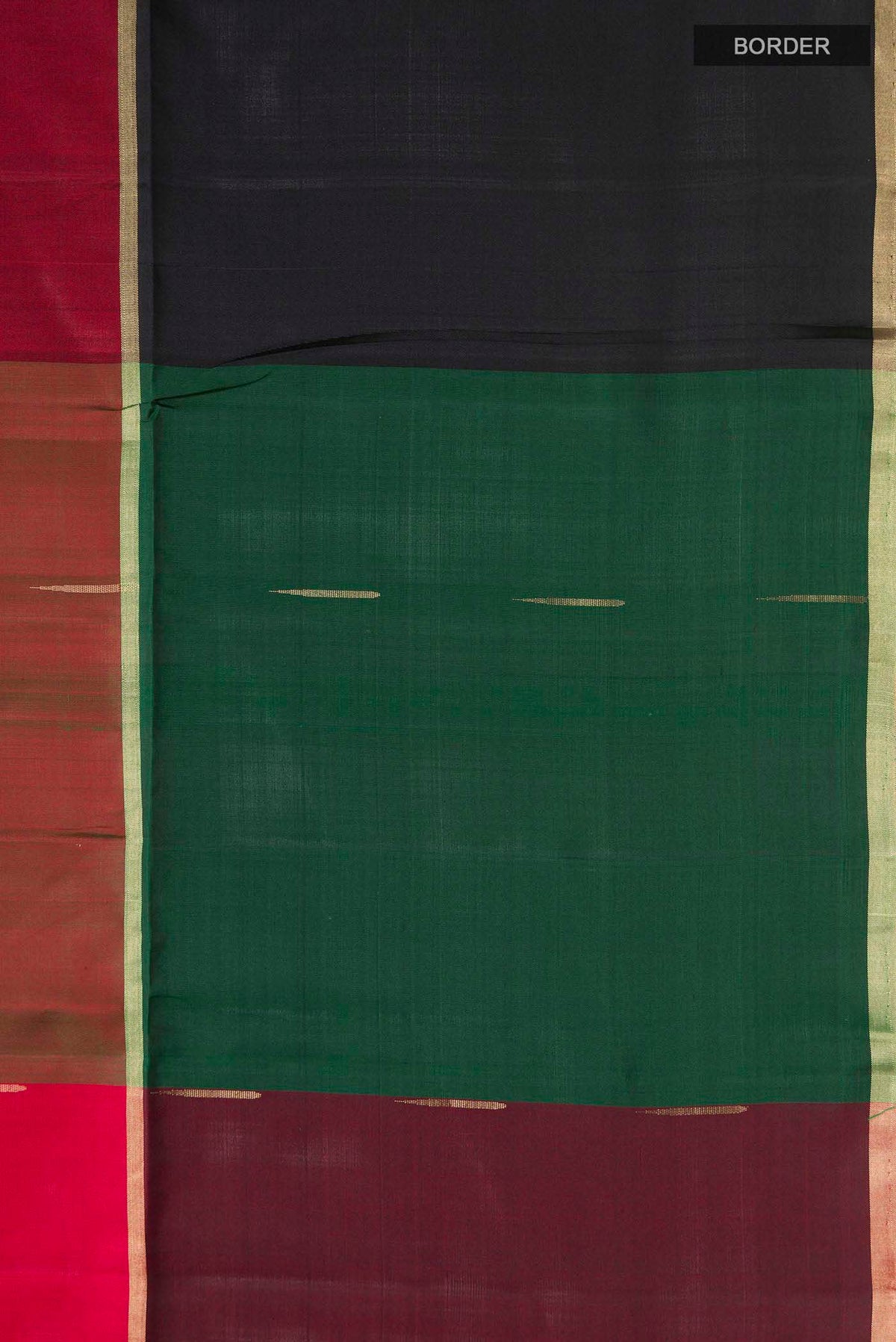 Border image of Green Soft Silk Saree with Zari Butta on the body and Zari Border