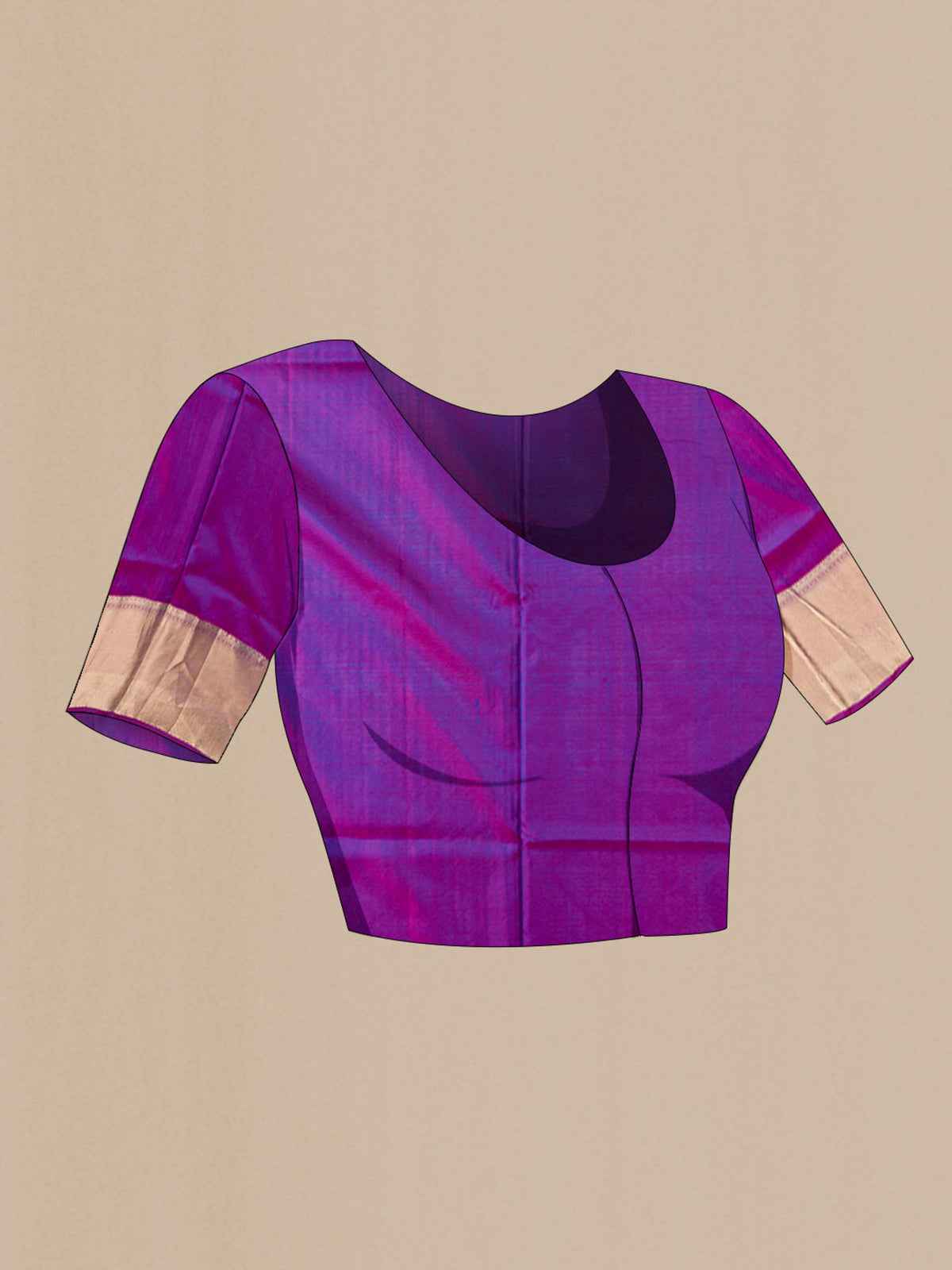 Close up image of the blouse of Blue Soft Silk Saree with Zari Butta on the body and Zari Border