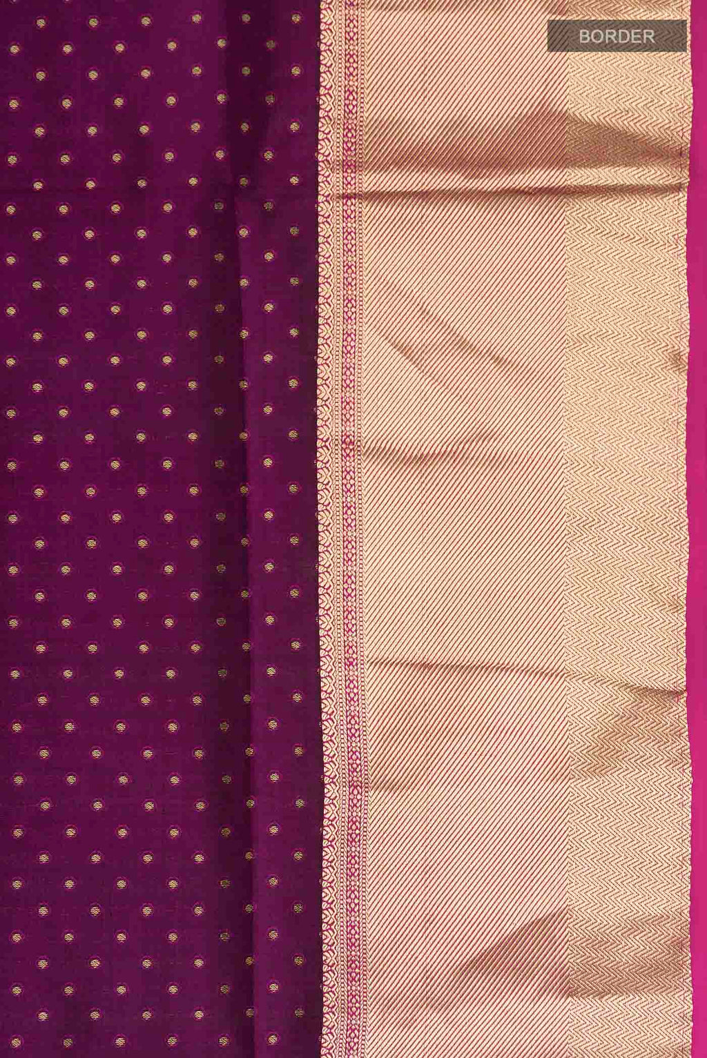 Border image of Purple Soft Silk Saree with Zari Butta on the body and Zari Border