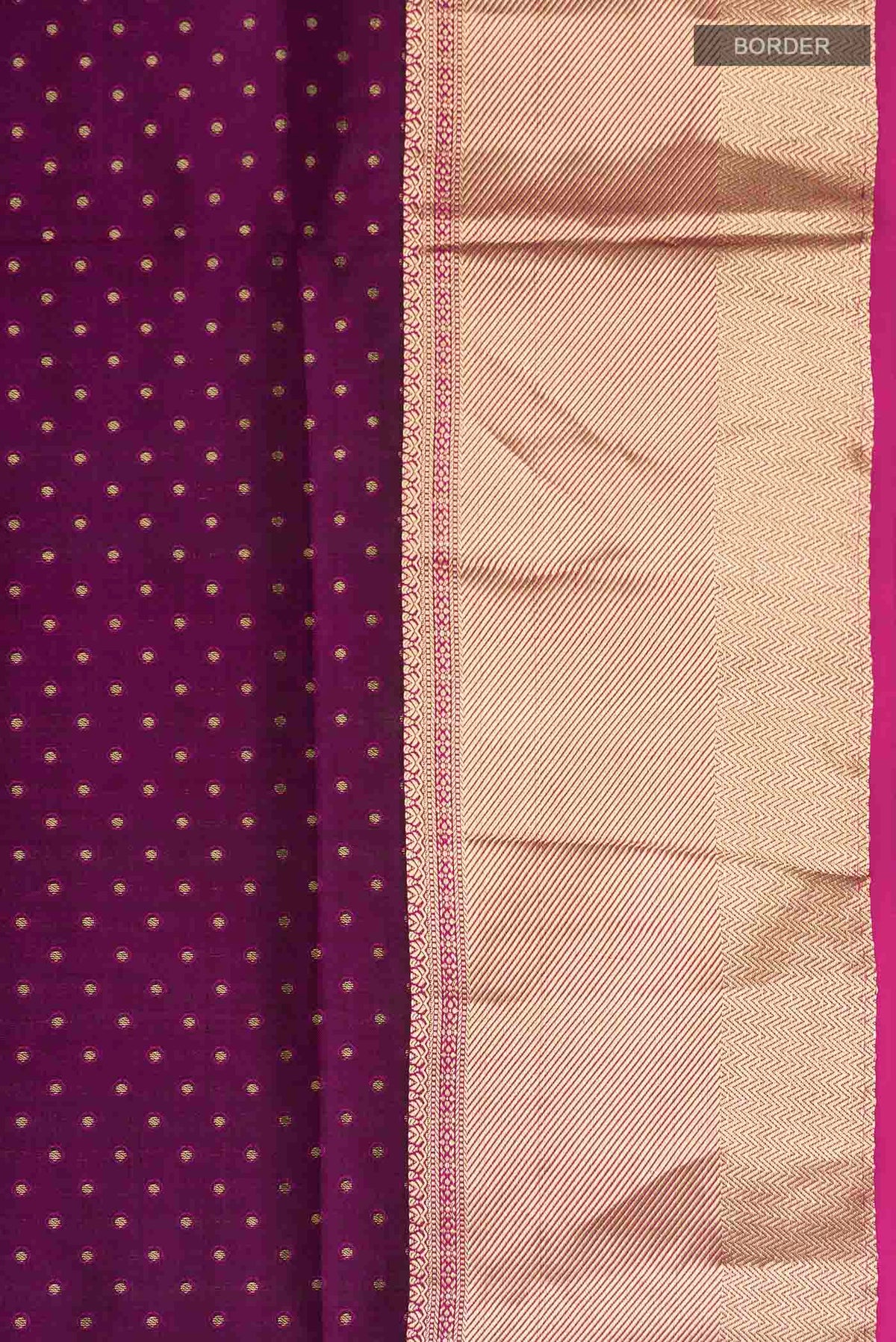 Border image of Purple Soft Silk Saree with Zari Butta on the body and Zari Border