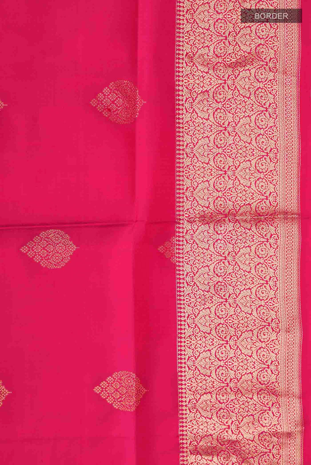Border image of Pink Soft Silk Saree with Zari Butta on the body and Zari Border