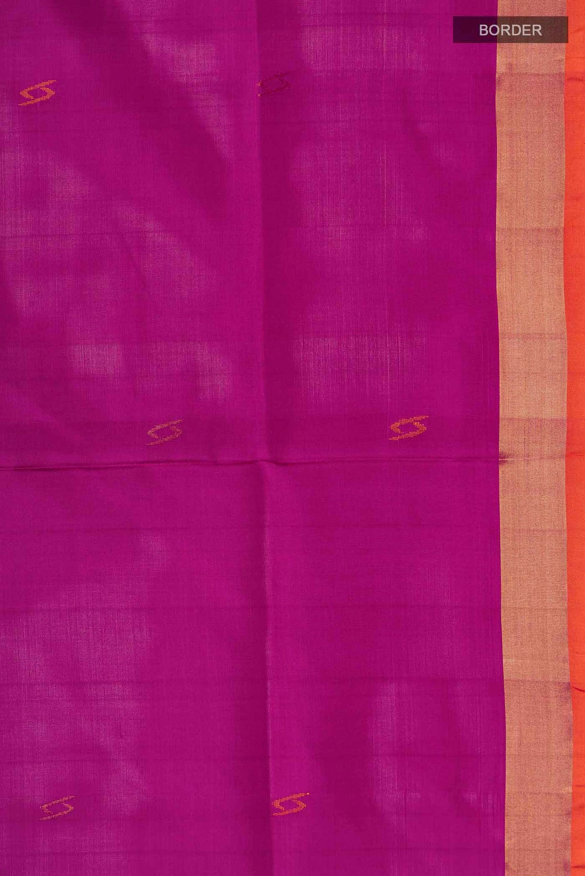 Border image of Magenta Uppada Silk Saree with Thread Butta on the body and Zari Border