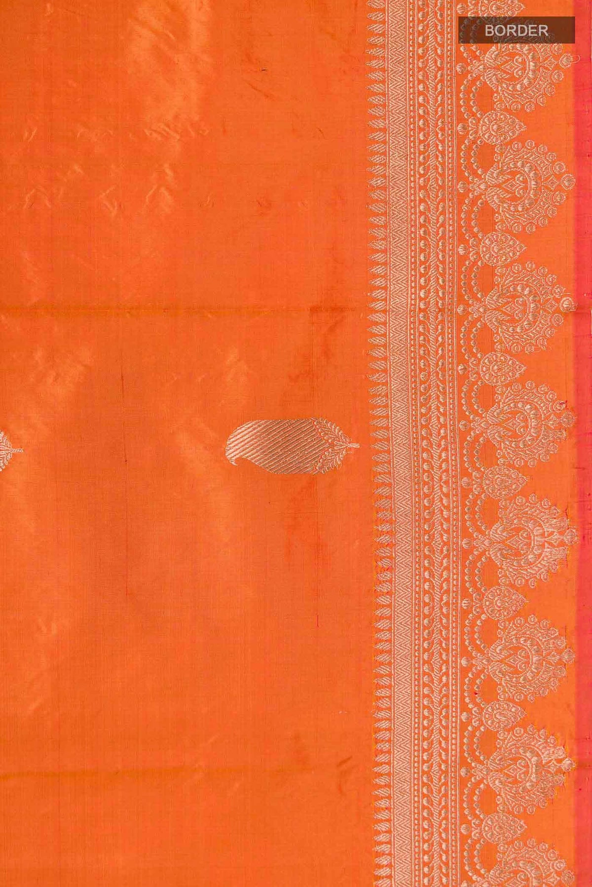Border image of Orange Banarasi Katan Silk Saree with Zari Butta on the body and Zari Border