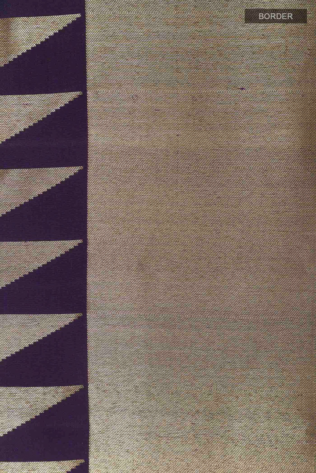 Border image of Dark Blue Kanchipuram Silk Saree with Zari Brocade on the body and Zari Border