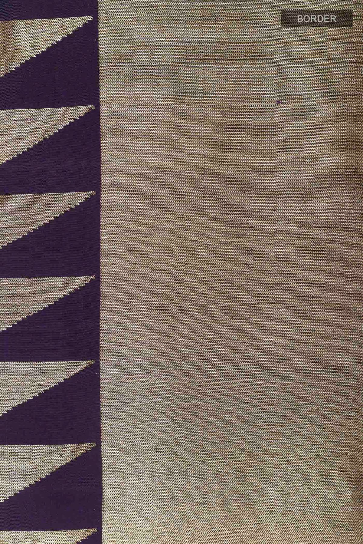 Border image of Dark Blue Kanchipuram Silk Saree with Zari Brocade on the body and Zari Border
