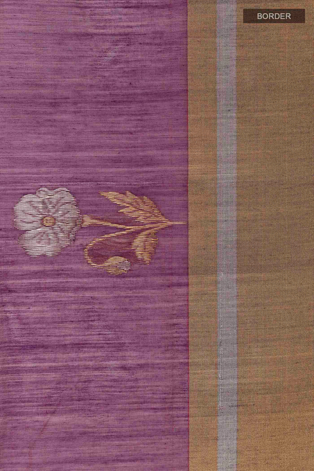 Border image of Purple Chanderi Silk Cotton Saree with Zari Butta on the body and Zari Border