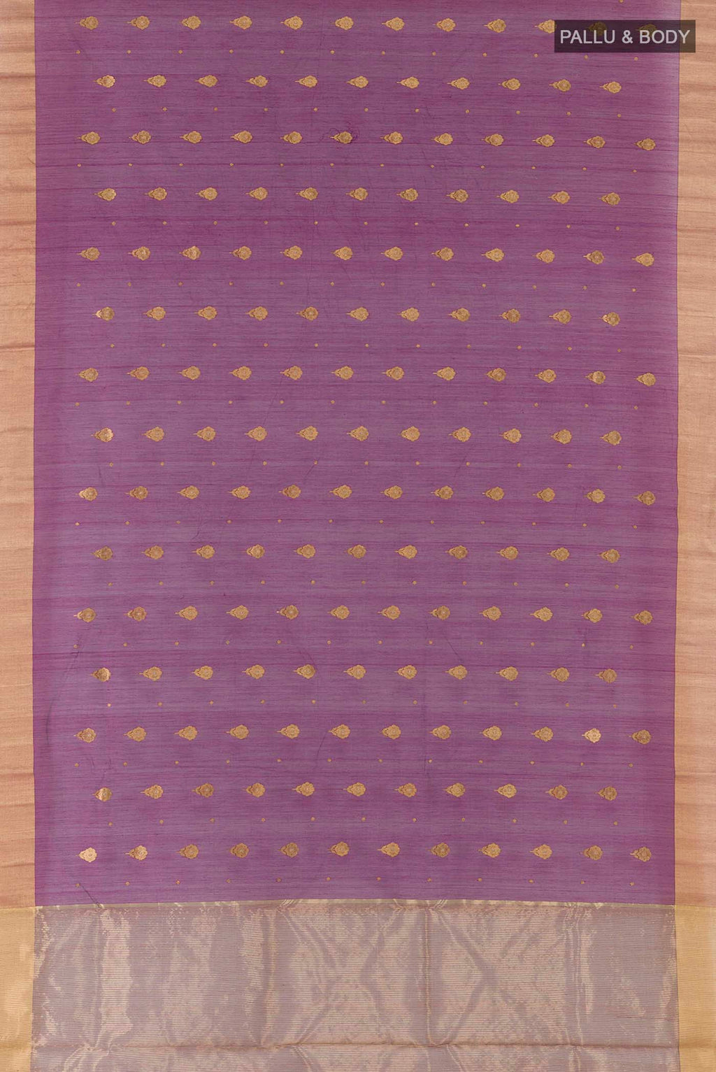 Flat view of Purple Chanderi Silk Saree with Zari Butta on the body and Zari Border