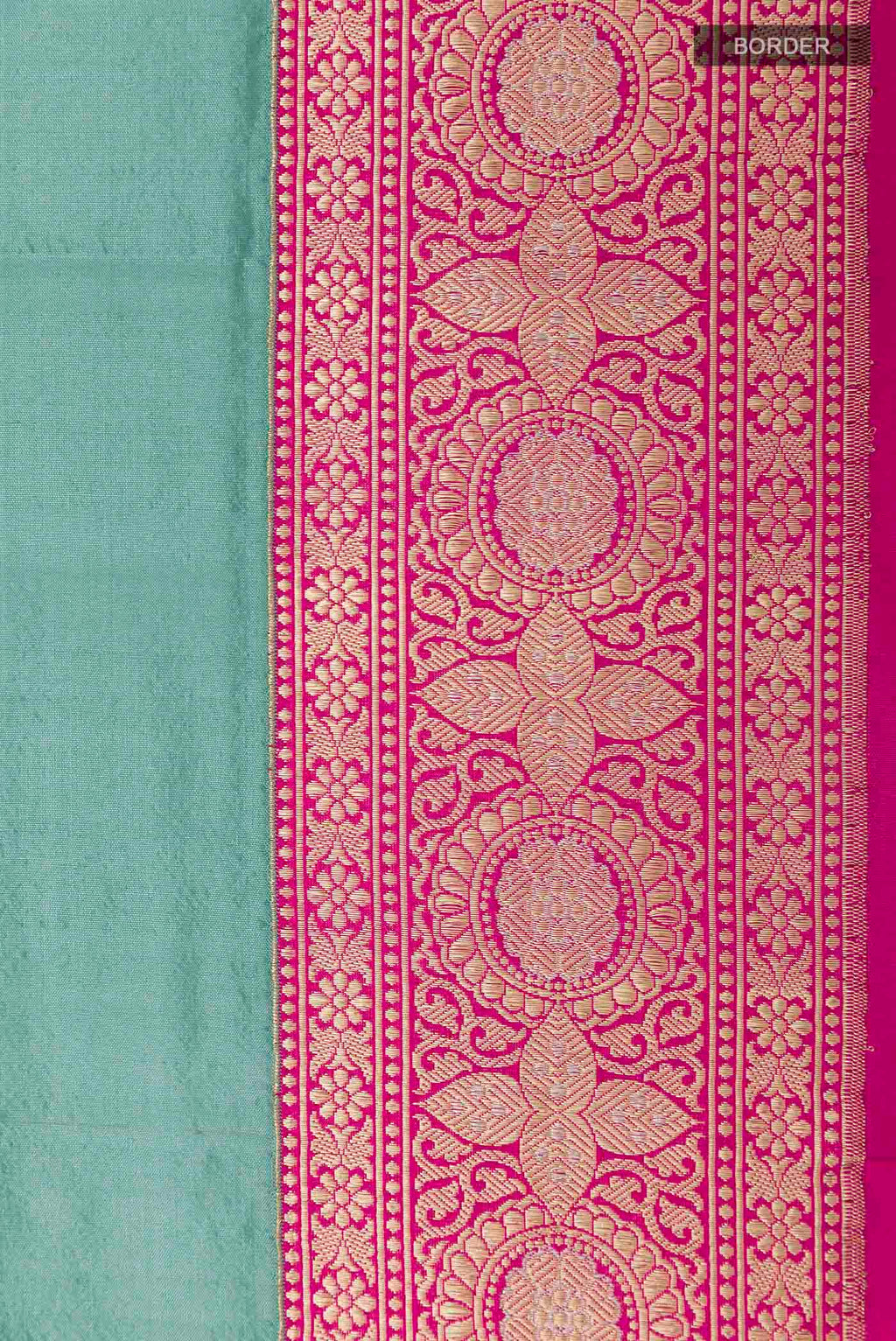 Border image of Blue Grey Banarasi Silk Saree with Zari Butta on the body and Zari Border