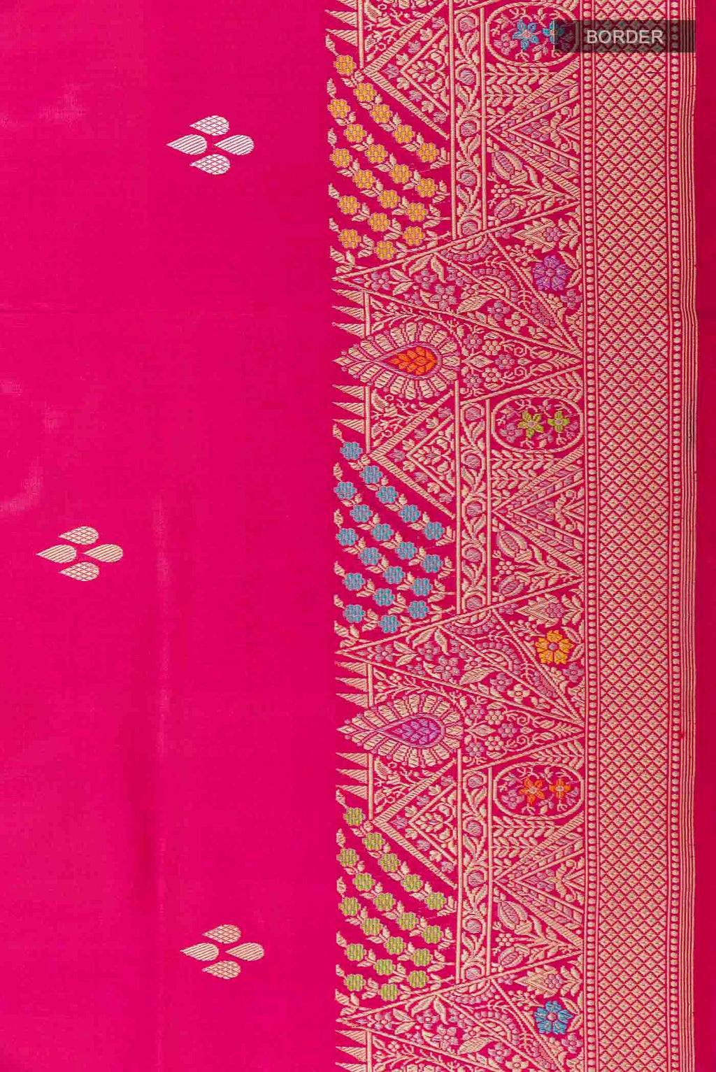 Border image of Pink Banarasi Silk Saree with Zari Butta on the body and Zari Border