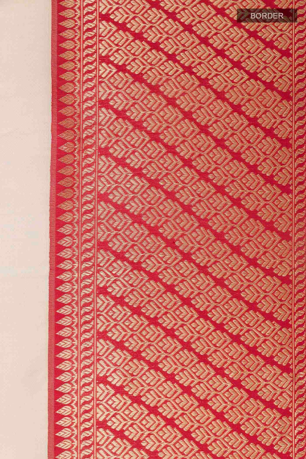 Border image of Cream Banarasi Kora Silk Saree with Zari Brocade on the body and Zari Border