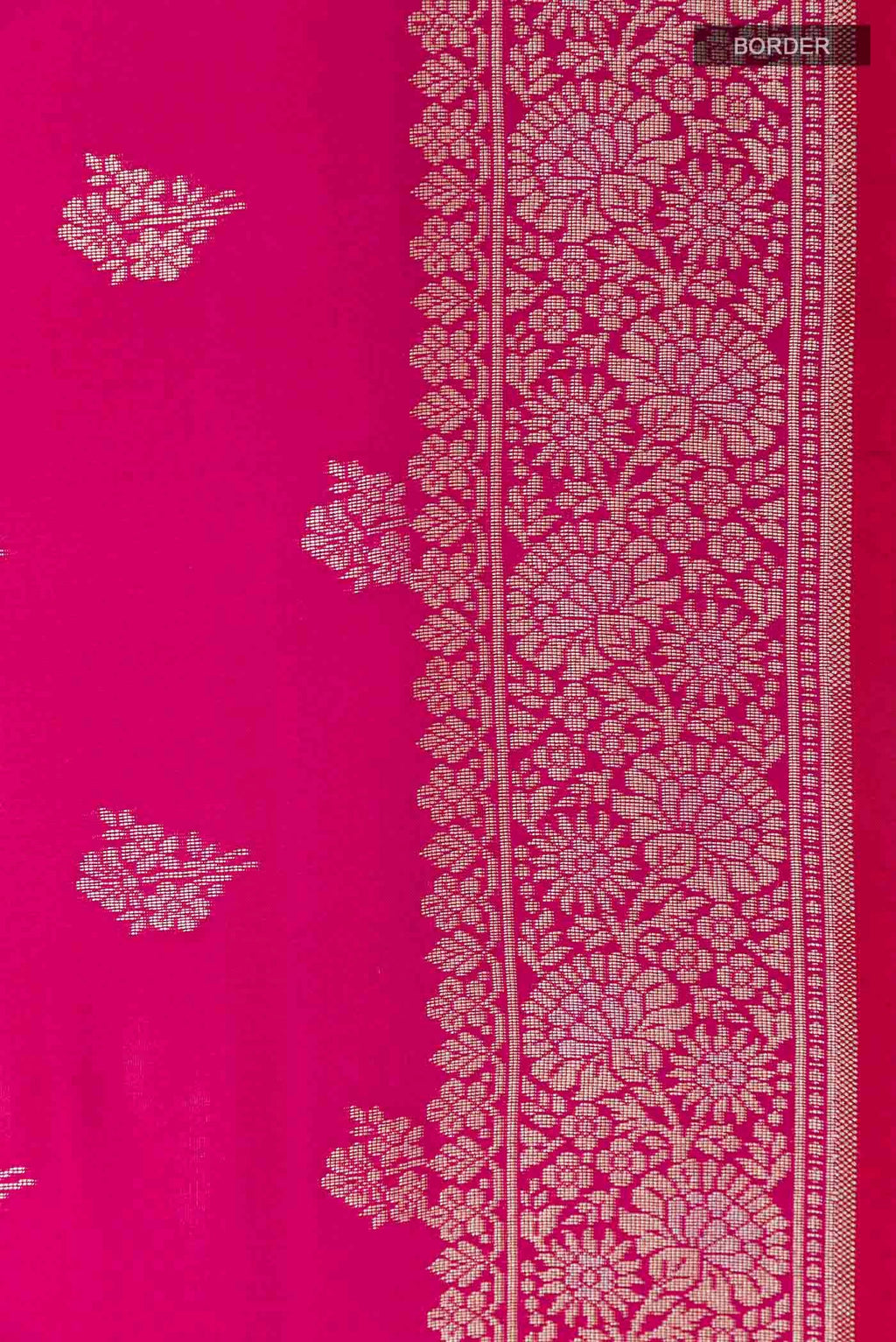 Border image of Pink Banarasi Silk Saree with Zari Butta on the body and Zari Border