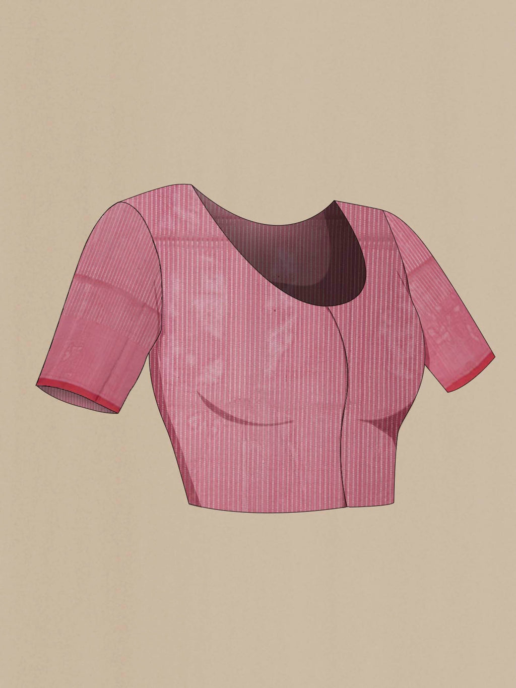 Close up image of the blouse of Mauve Banarasi Kora Silk Saree with Zari Butta on the body and Zari Border
