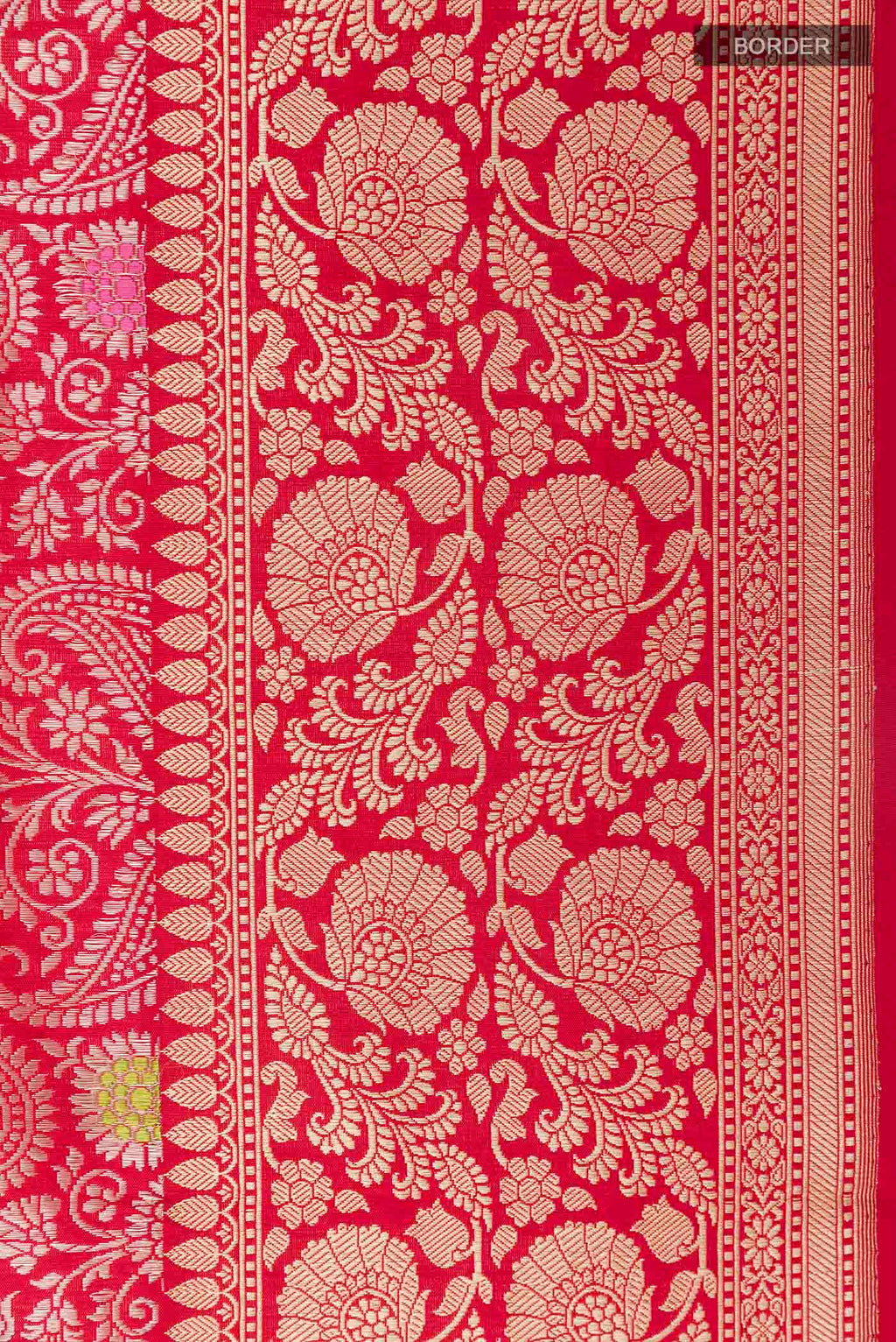 Border image of Pink Banarasi Silk Saree with Zari Butta on the body and Zari Border