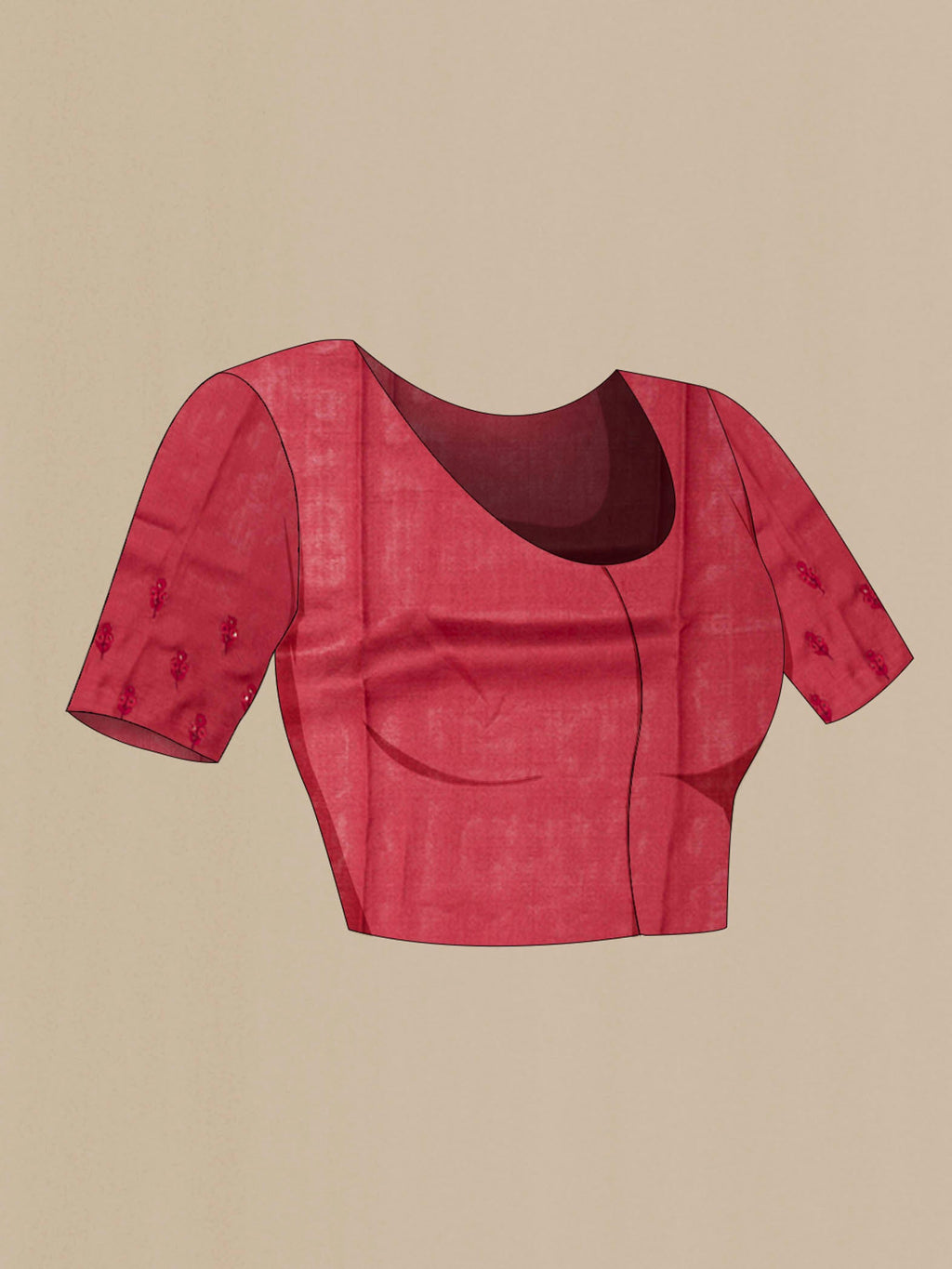 Close up image of the blouse of Grey Tussar Saree with Printed design on the body and Thread Border