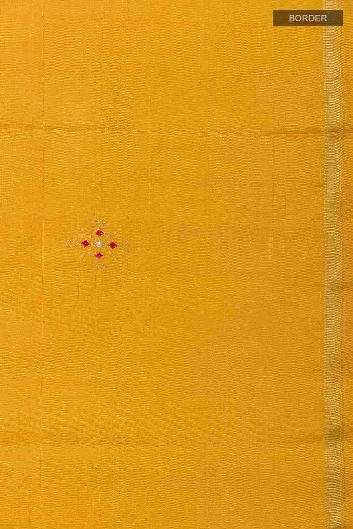 Border image of Mustard Kanchipuram Silk Saree with Zari Butta on the body and Zari Border