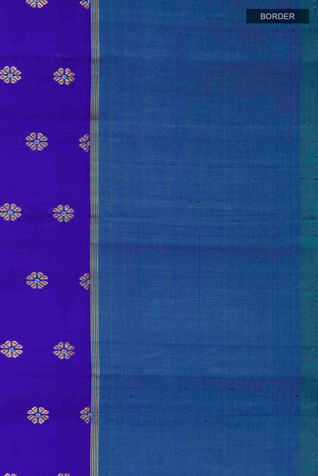 Border image of Blue Kanchipuram Silk Saree with Zari Butta on the body and Zari Border