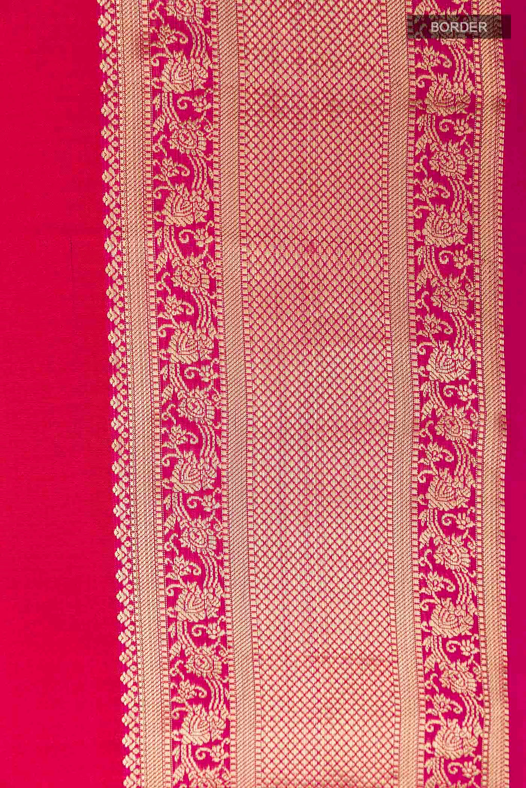 Border image of Red Soft Silk Saree with Zari Butta on the body and Zari Border