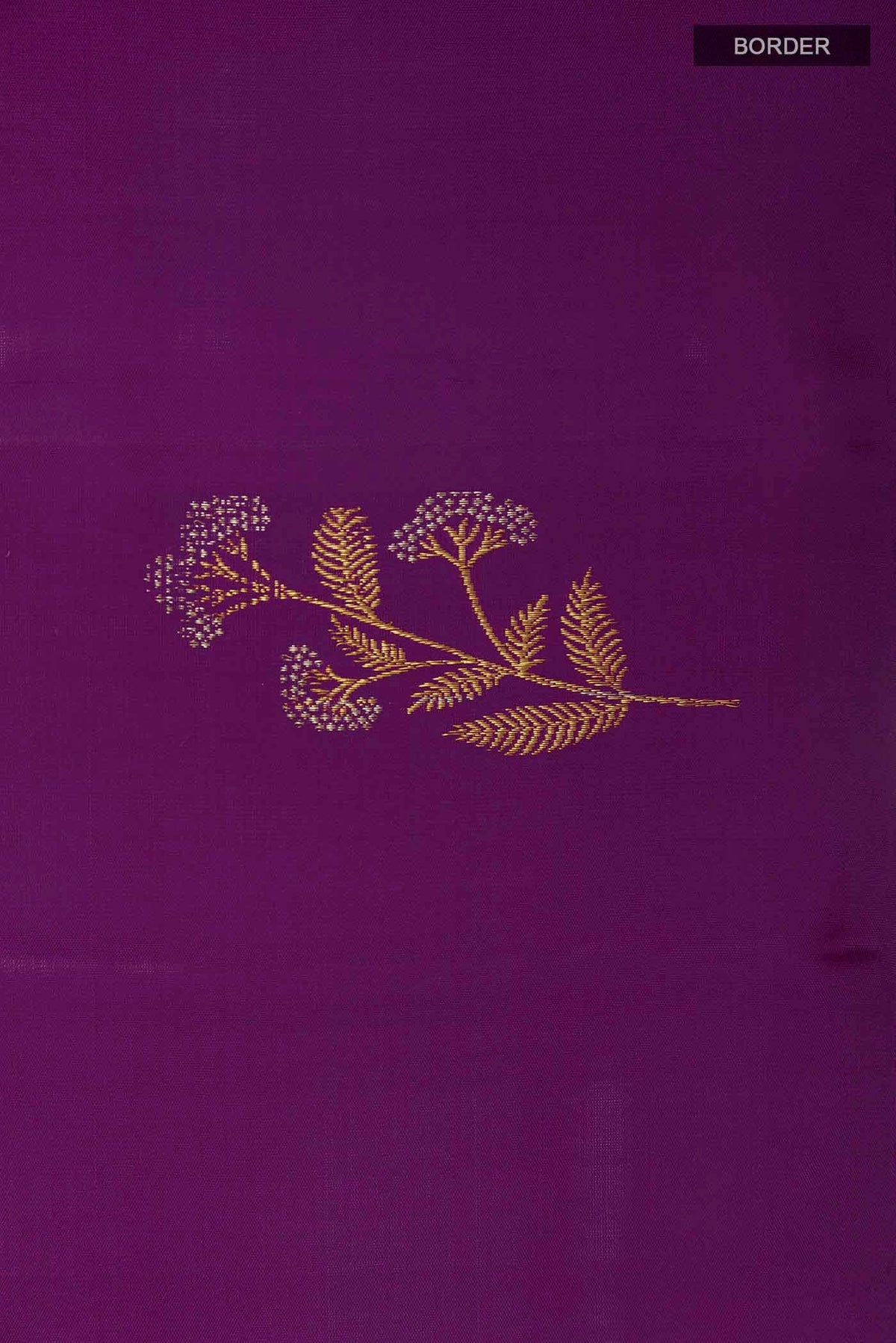 Border image of Dark Blue Kanchipuram Silk Saree with Zari Butta on the body and Zari Border