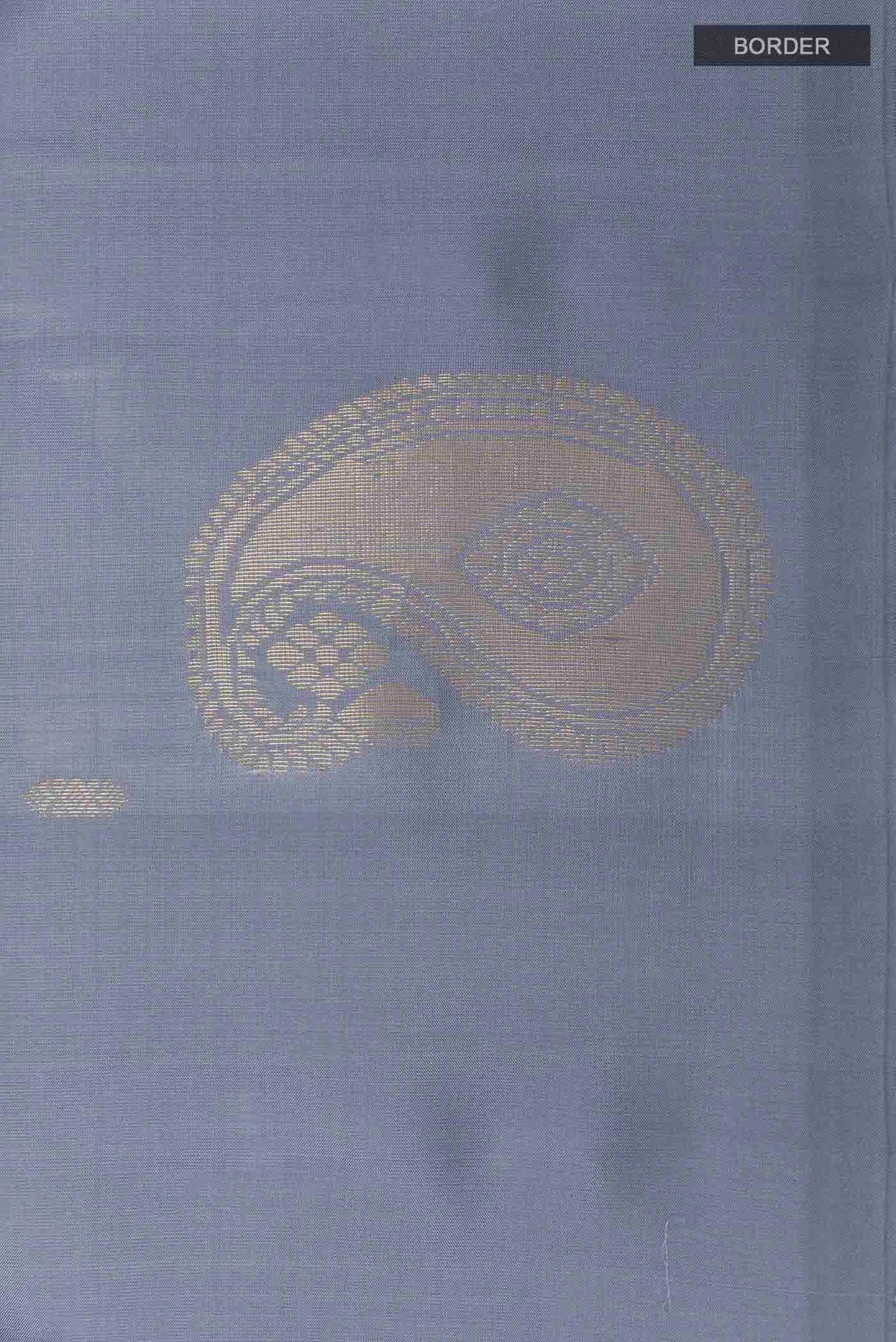 Border image of Grey Kanchipuram Silk Saree with Zari Butta on the body and Zari Border