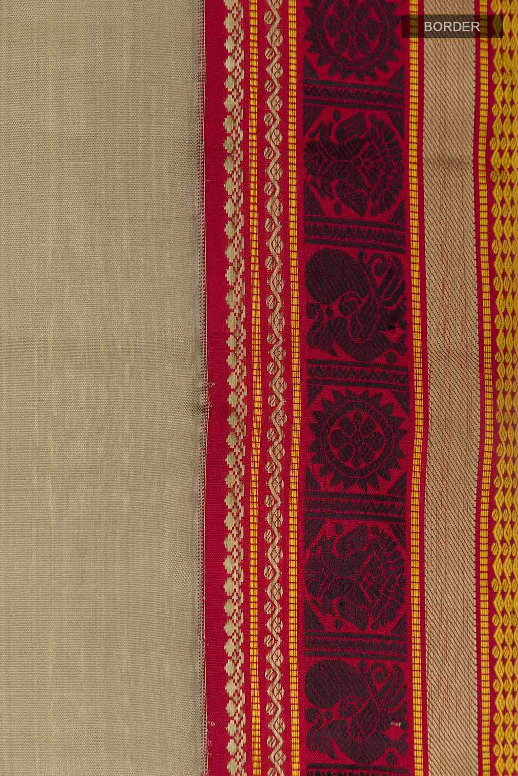 Border image of Beige Kanchipuram Silk Saree with Thread Butta on the body and Thread Border