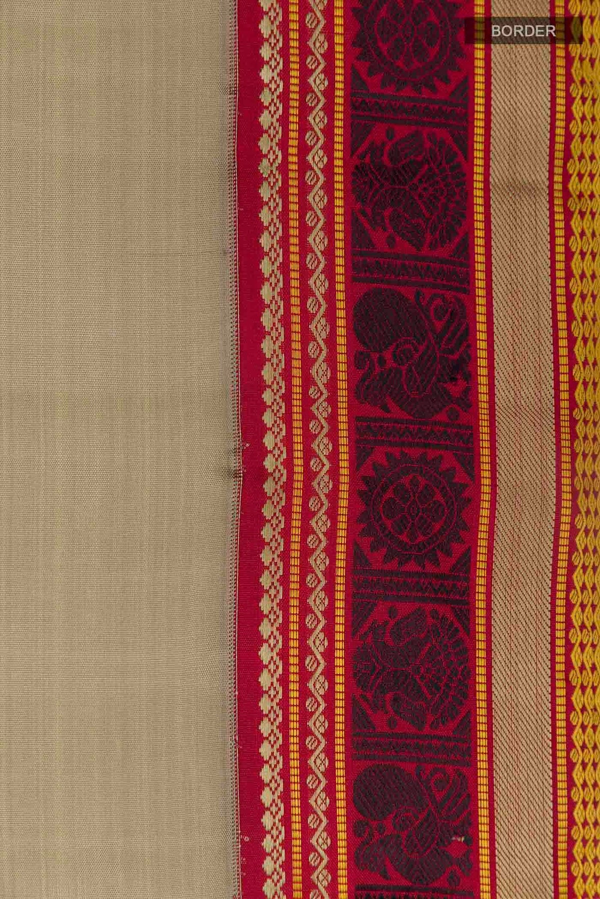 Border image of Beige Kanchipuram Silk Saree with Thread Butta on the body and Thread Border