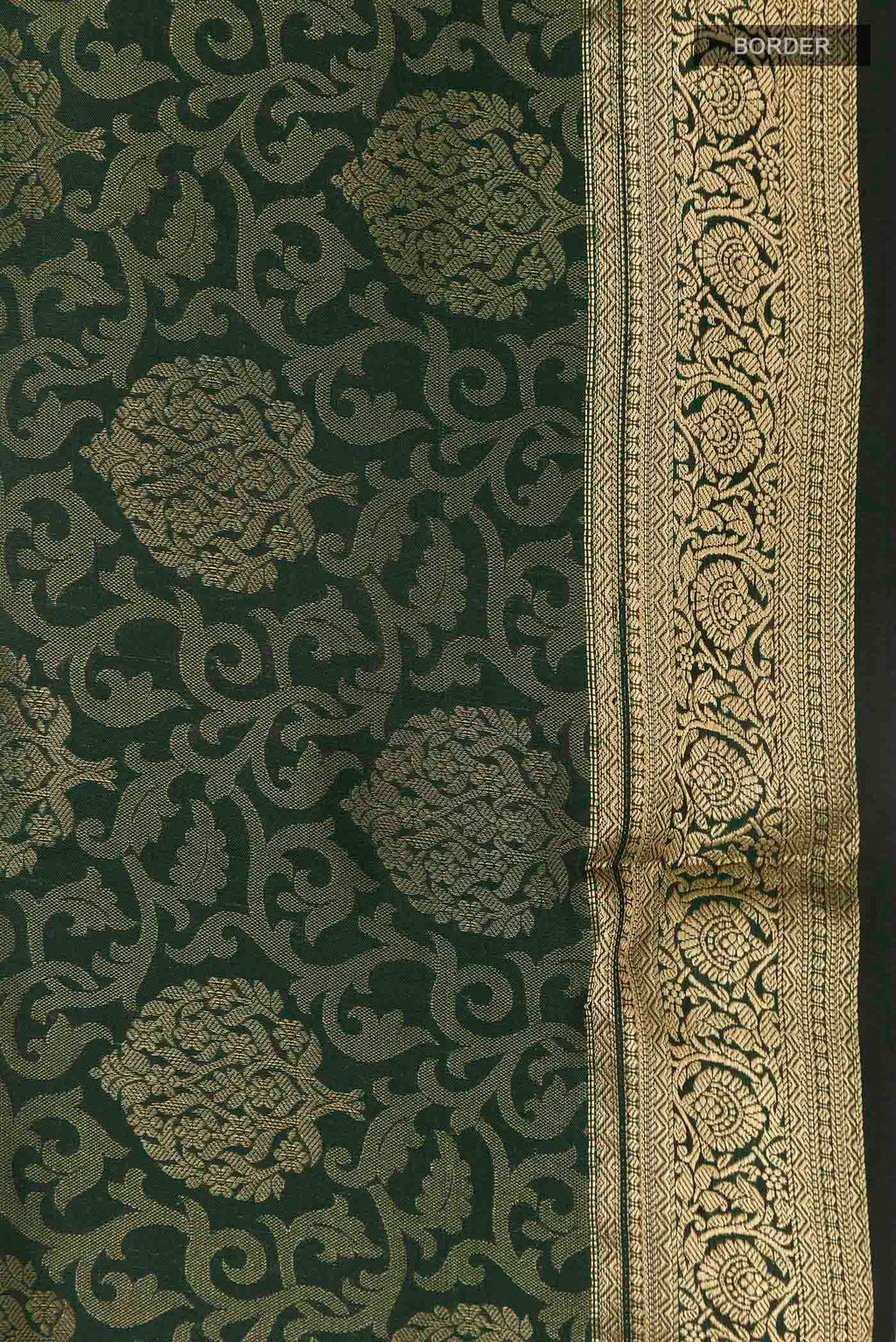 Border image of Green Soft Silk Saree with Zari Brocade on the body and Zari Border