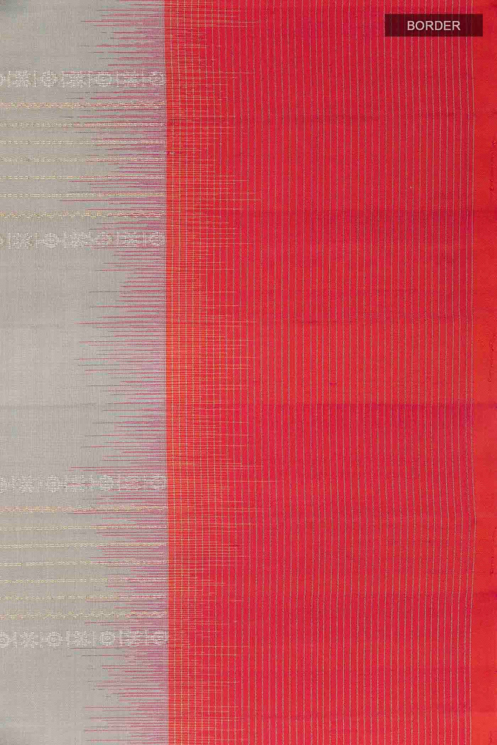 Border image of Grey Soft Silk Saree with Stripes on the body and Zari Border