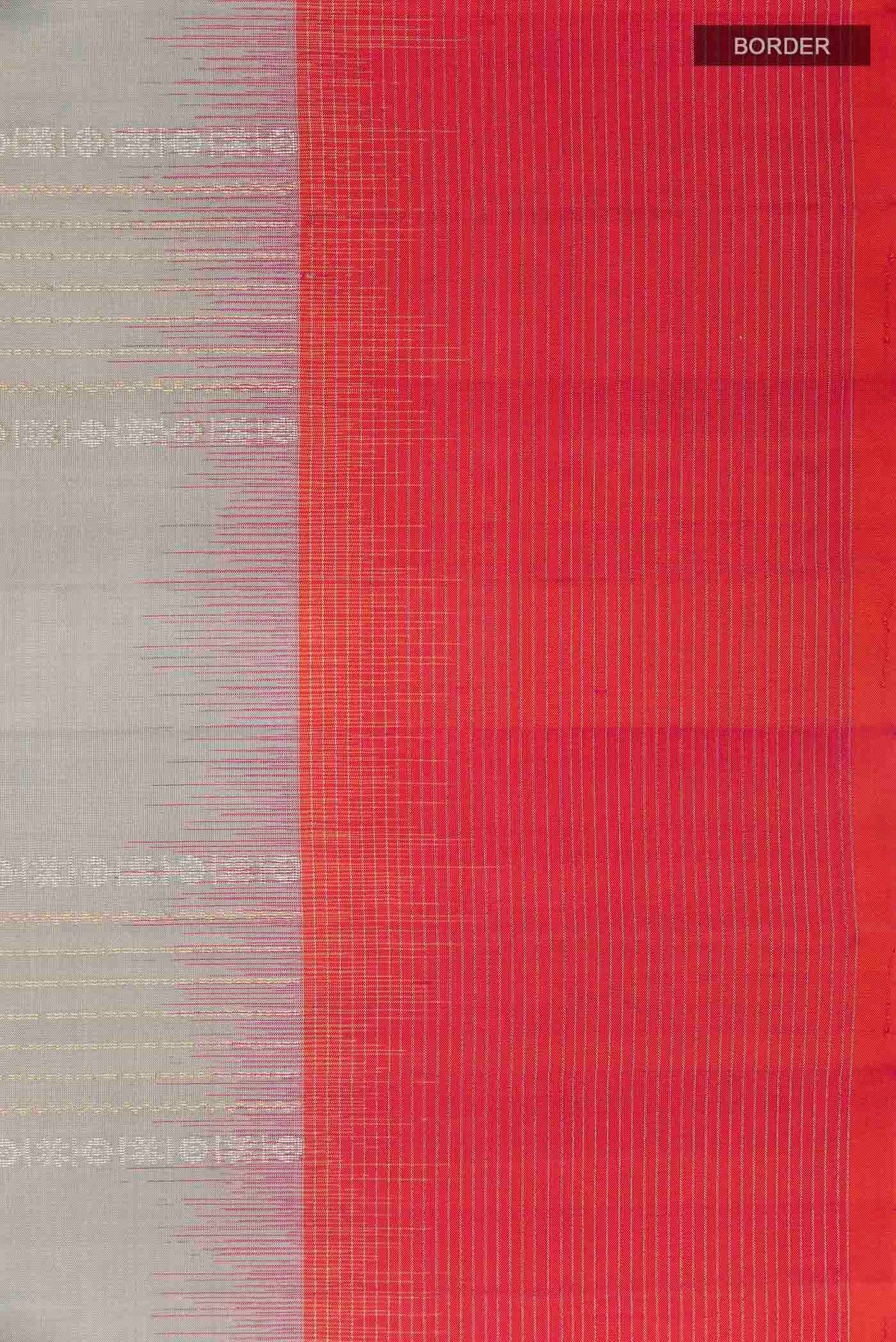 Border image of Grey Soft Silk Saree with Stripes on the body and Zari Border