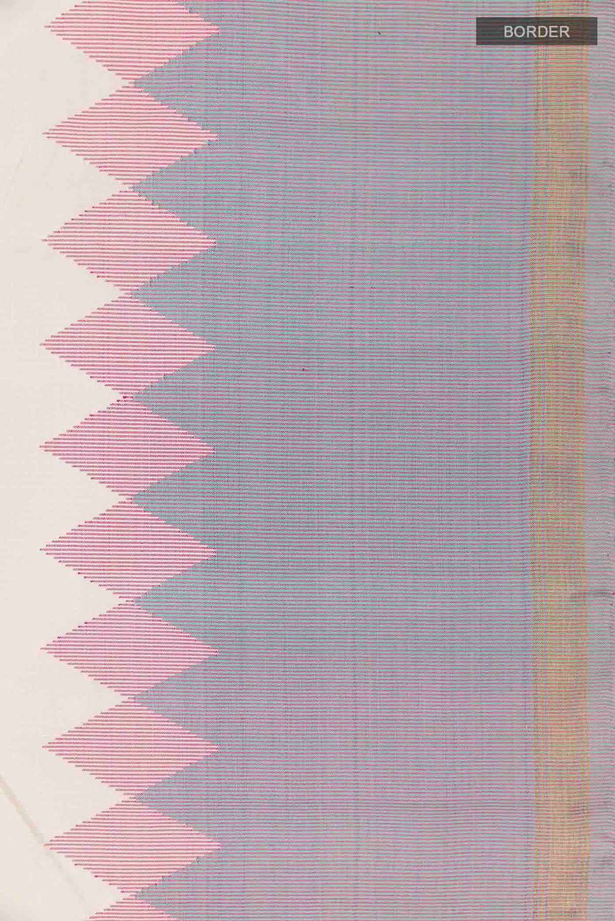 Border image of Off White Kanchipuram Silk Saree with Plain Body and Zari Border