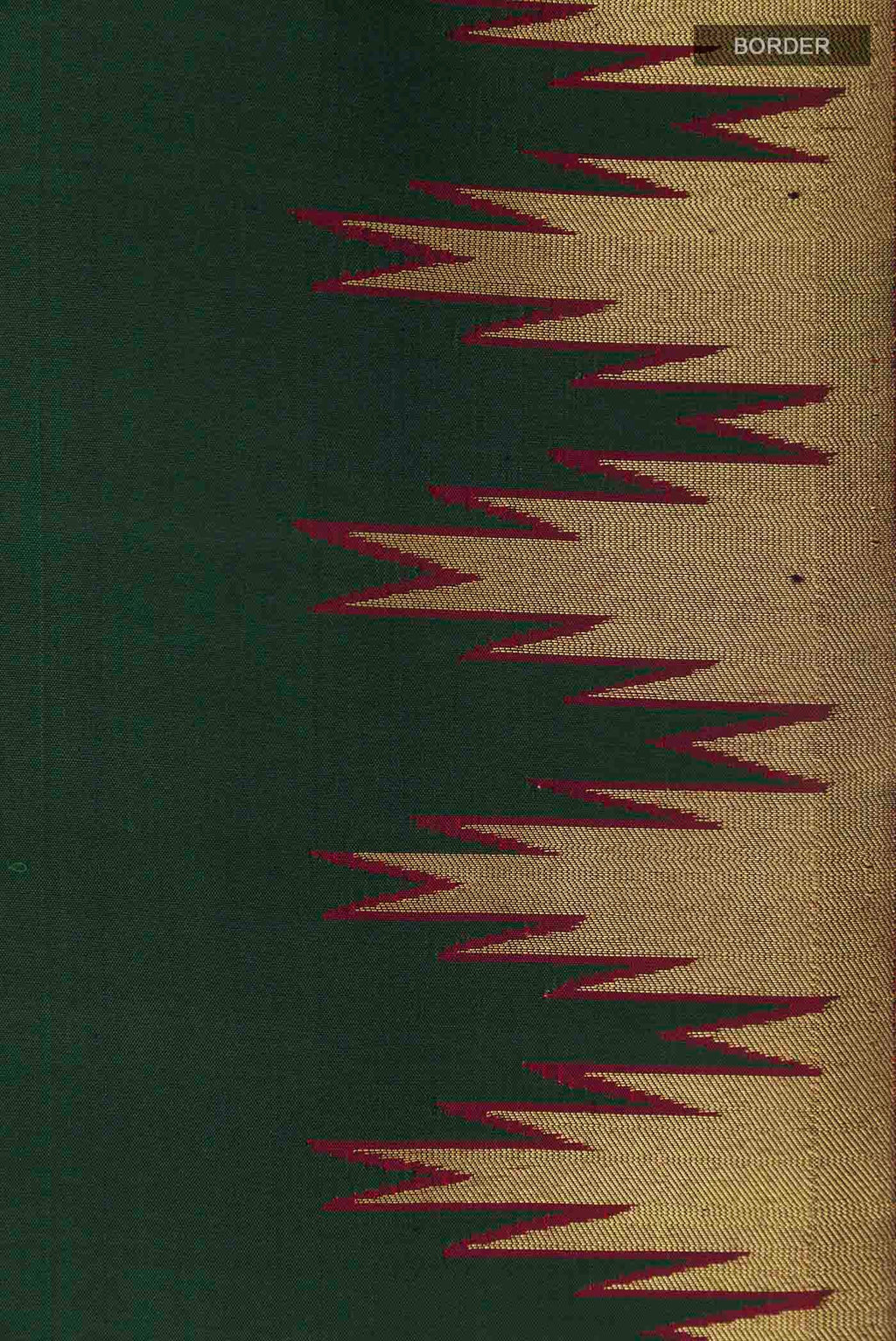 Border image of Bottle Green Kanchipuram Silk Saree with Zari Butta on the body and Zari Border