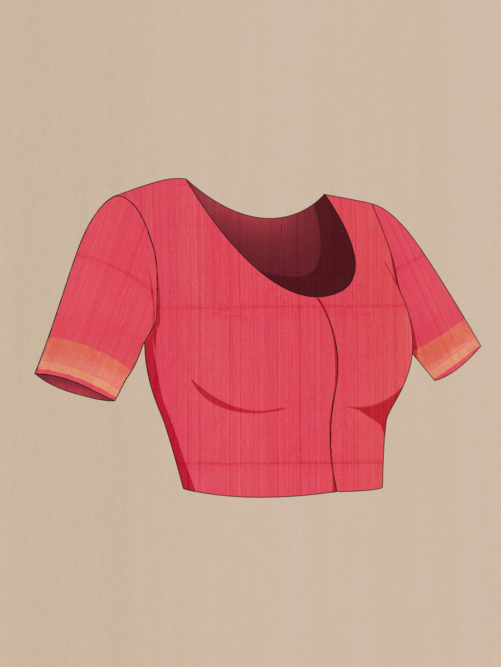 Close up image of the blouse of Mustard Blended Kota Cotton Saree with Zari Butta on the body and Zari Border. 