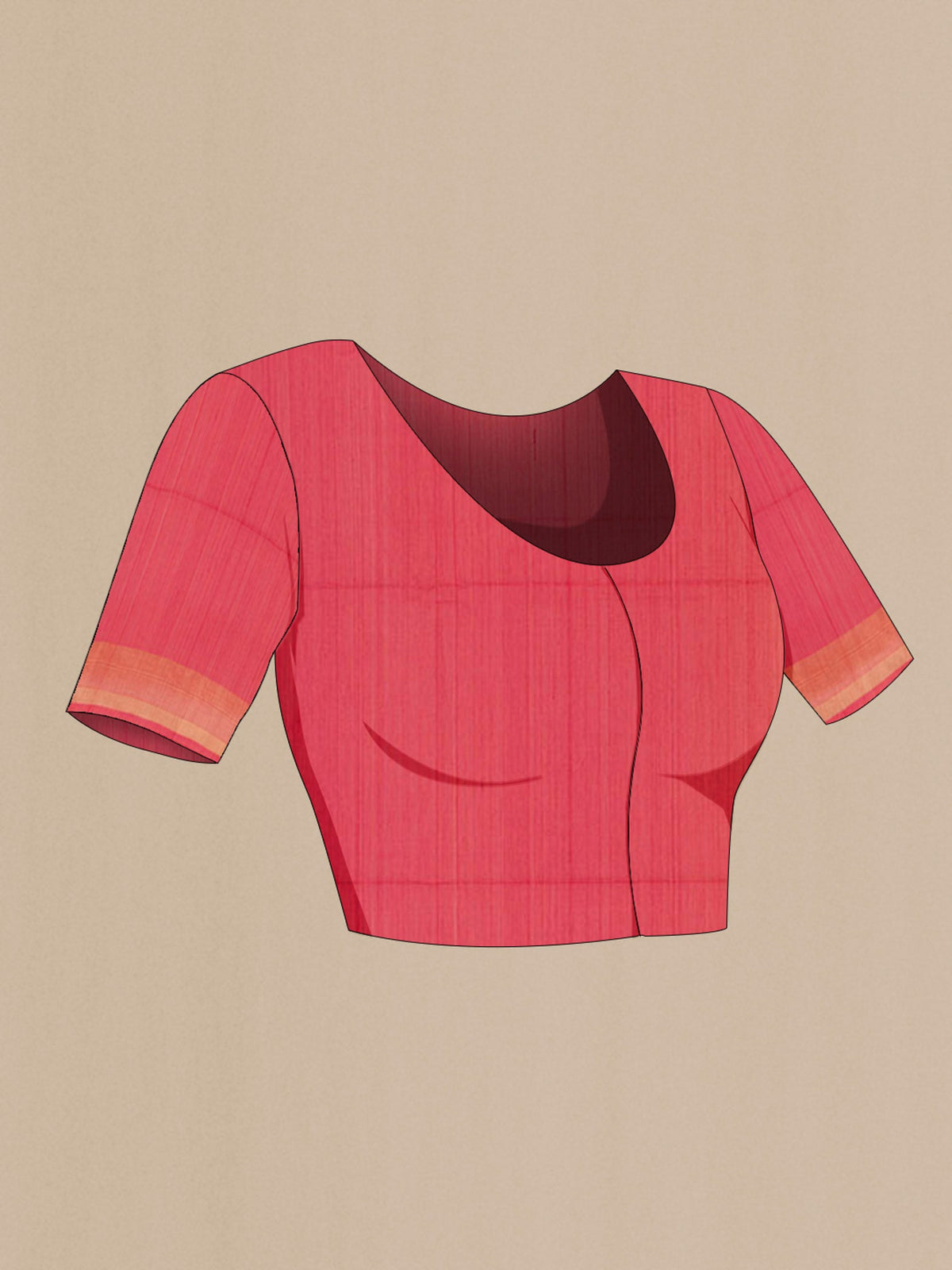 Close up image of the blouse of Mustard Blended Kota Cotton Saree with Zari Butta on the body and Zari Border. 