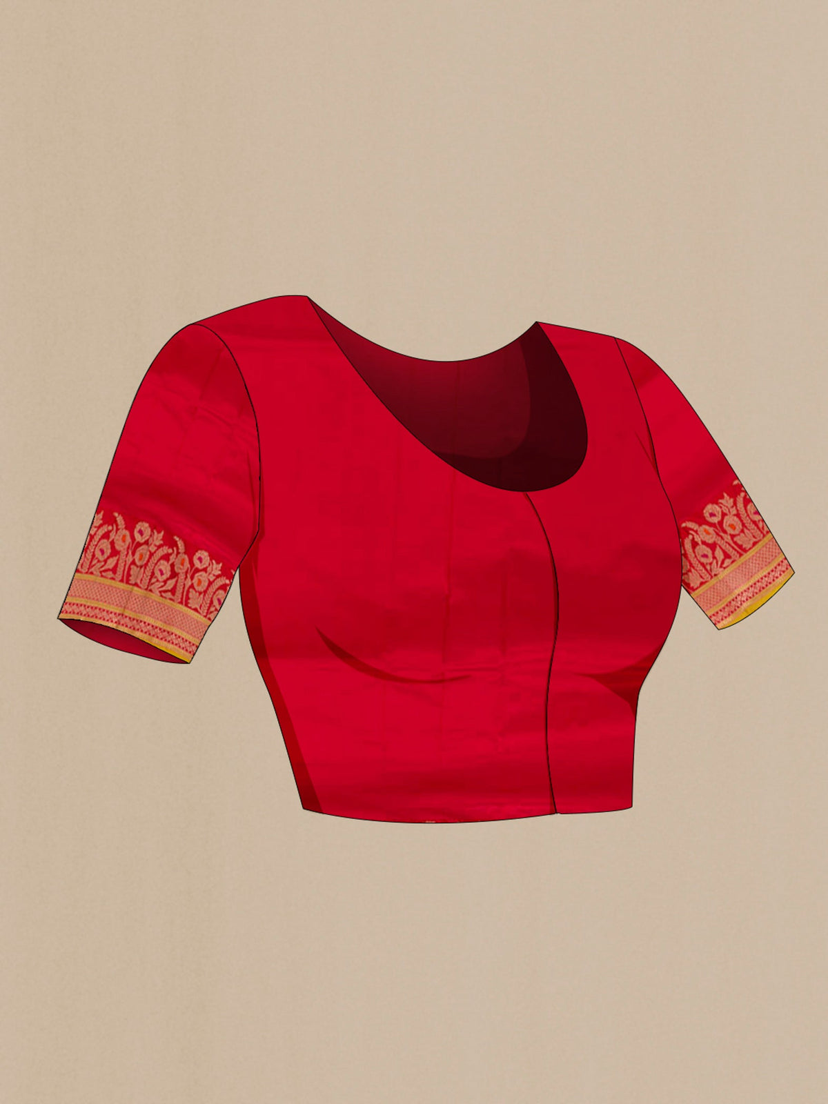 Close up image of the blouse of Bottle Green Banarasi Katan Silk Saree with Zari Butta on the body and Zari Border. 