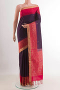 Purple Soft Silk Saree with Zari Butta on the body and Zari Border.  displayed on a mannequin