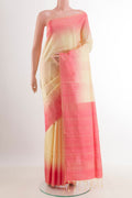 Lemon Yellow Soft Silk Saree with Checked design on the body and Zari Border.  displayed on a mannequin